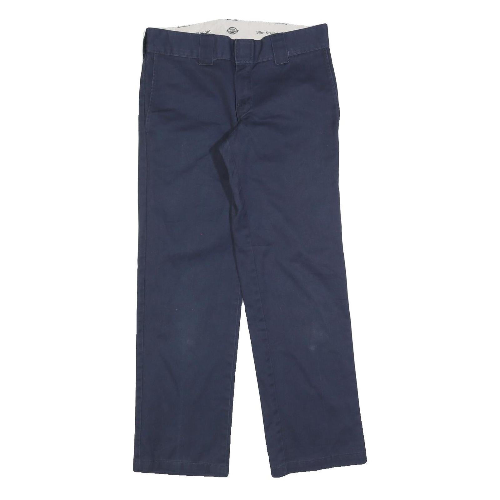 DICKIES Mens Cotton Blend Slim Navy Blue Trousers W29 L30 Casual Workwear Zip Refurbished - N/A refurbished available on Cerqular