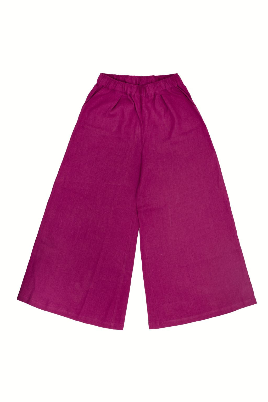 Slow Fashion Linen Women's Palazzo Pants - Raspberry | Size: XS Refurbished - N/A (Note: This brand may not be well-known globally refurbished available on Cerqular