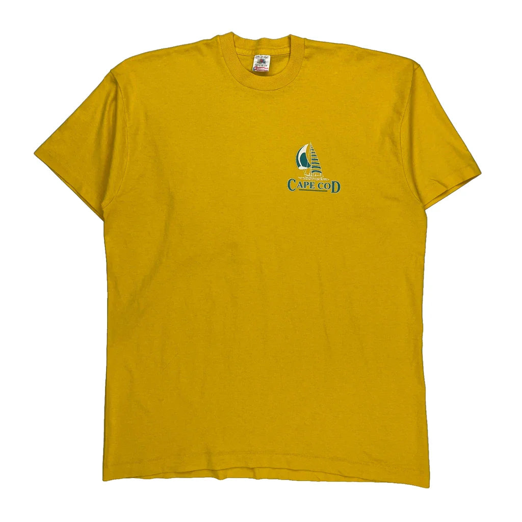 Cape Cod Fruit Of The Loom Single Stitch T-Shirt - 2XL Yellow Cotton Refurbished - Thrifted (note: this is a term often used to describe second- refurbished available on Cerqular