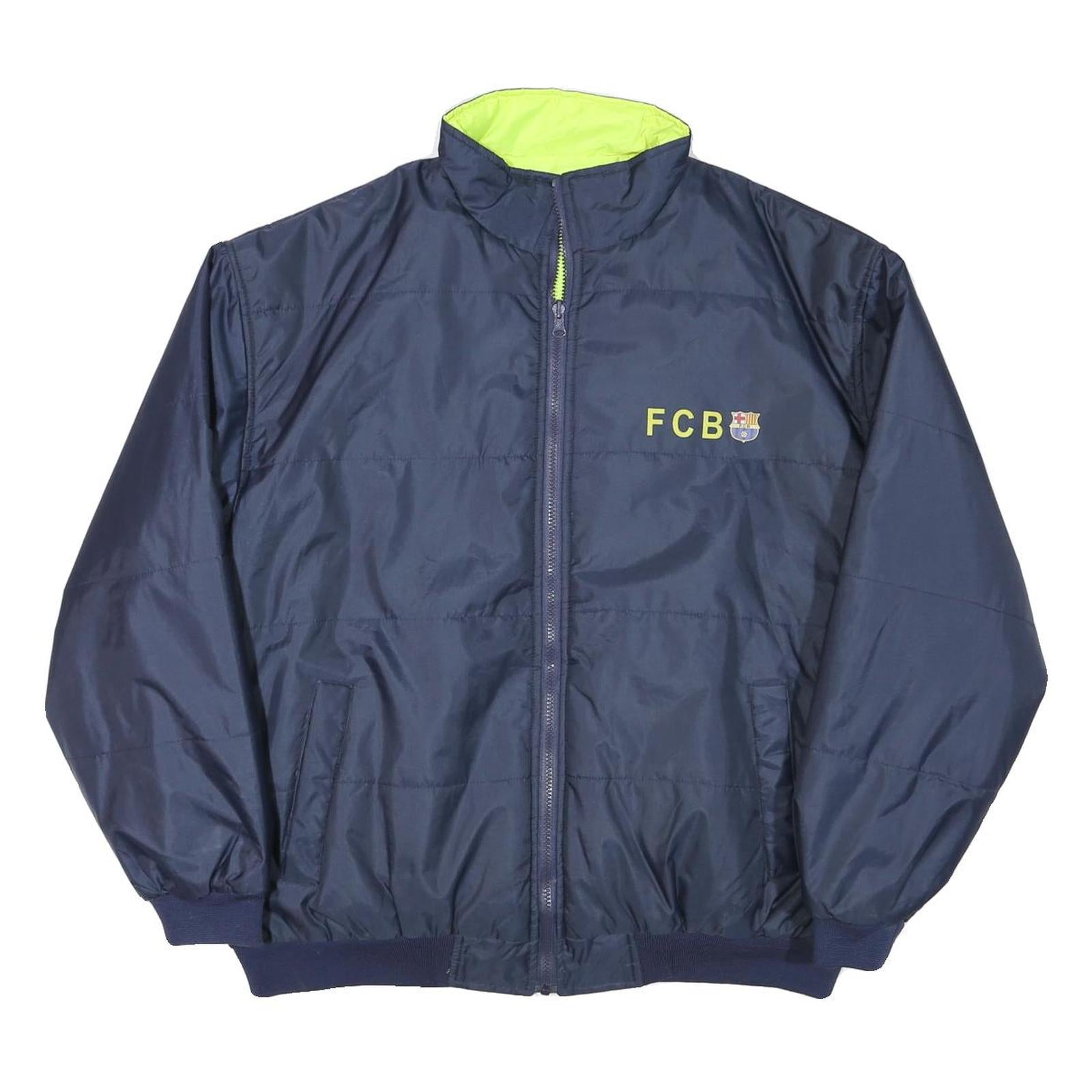 FC BARCELONA Mens Navy Blue Sports Zip Jacket L Polyester Blend Plain Refurbished - N/A refurbished available on Cerqular