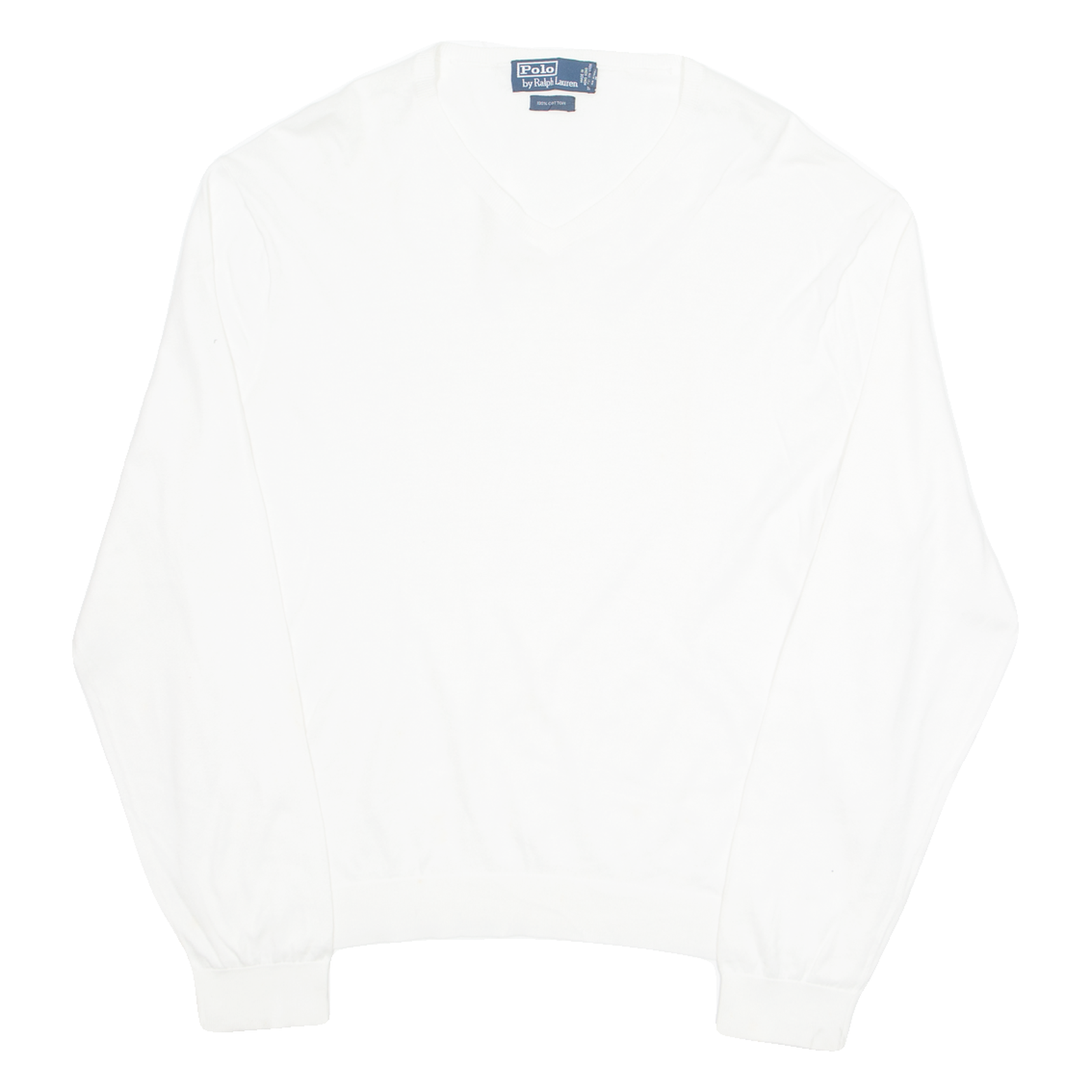 POLO RALPH LAUREN Mens T-Shirt White Long Sleeve V-Neck XL Refurbished - N/A refurbished available on Cerqular