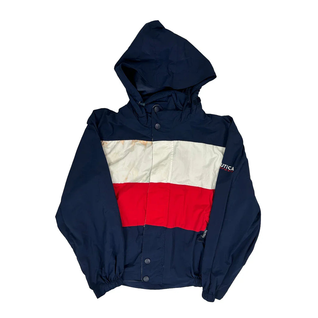 Nautica Windbreaker - Medium Navy Nylon Refurbished - Thrifted (note: this is a term often used to describe second- refurbished available on Cerqular