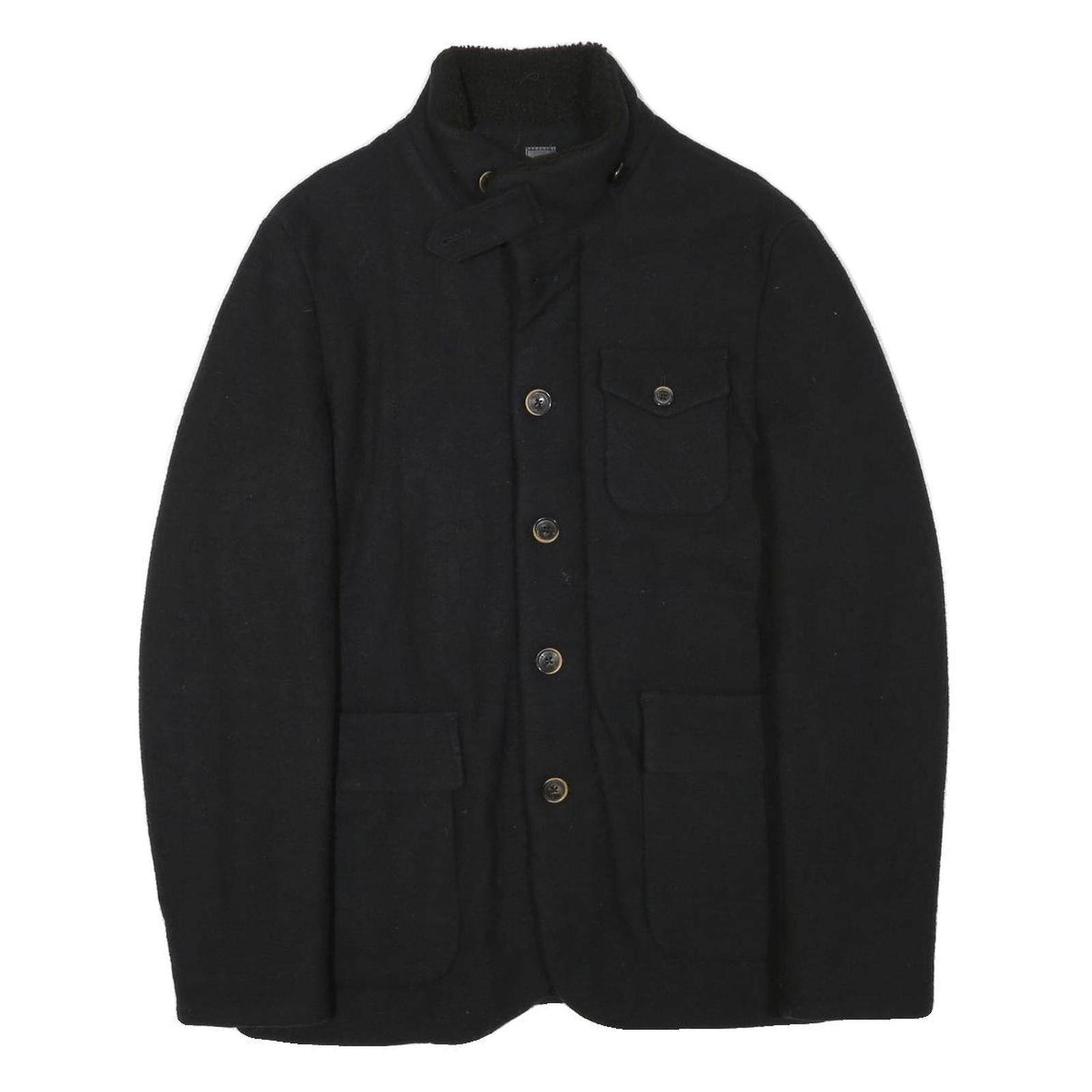 TRUSSARDI Mens Black Button Jacket M Polyester Blend Plain Classic Collar Refurbished - N/A refurbished available on Cerqular