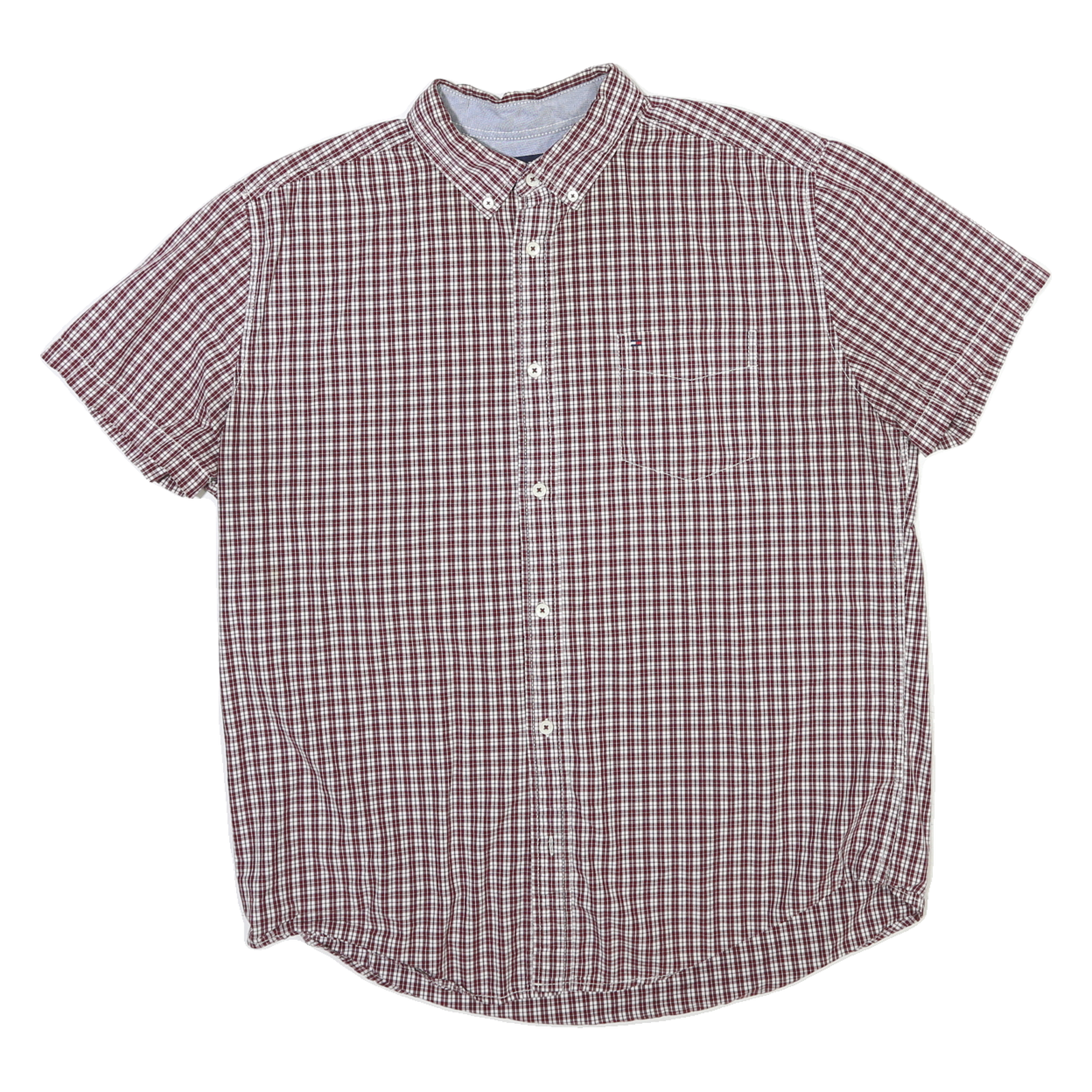 TOMMY HILFIGER Mens Red & White Check Shirt XL Button Down Collar Casual Refurbished - N/A refurbished available on Cerqular