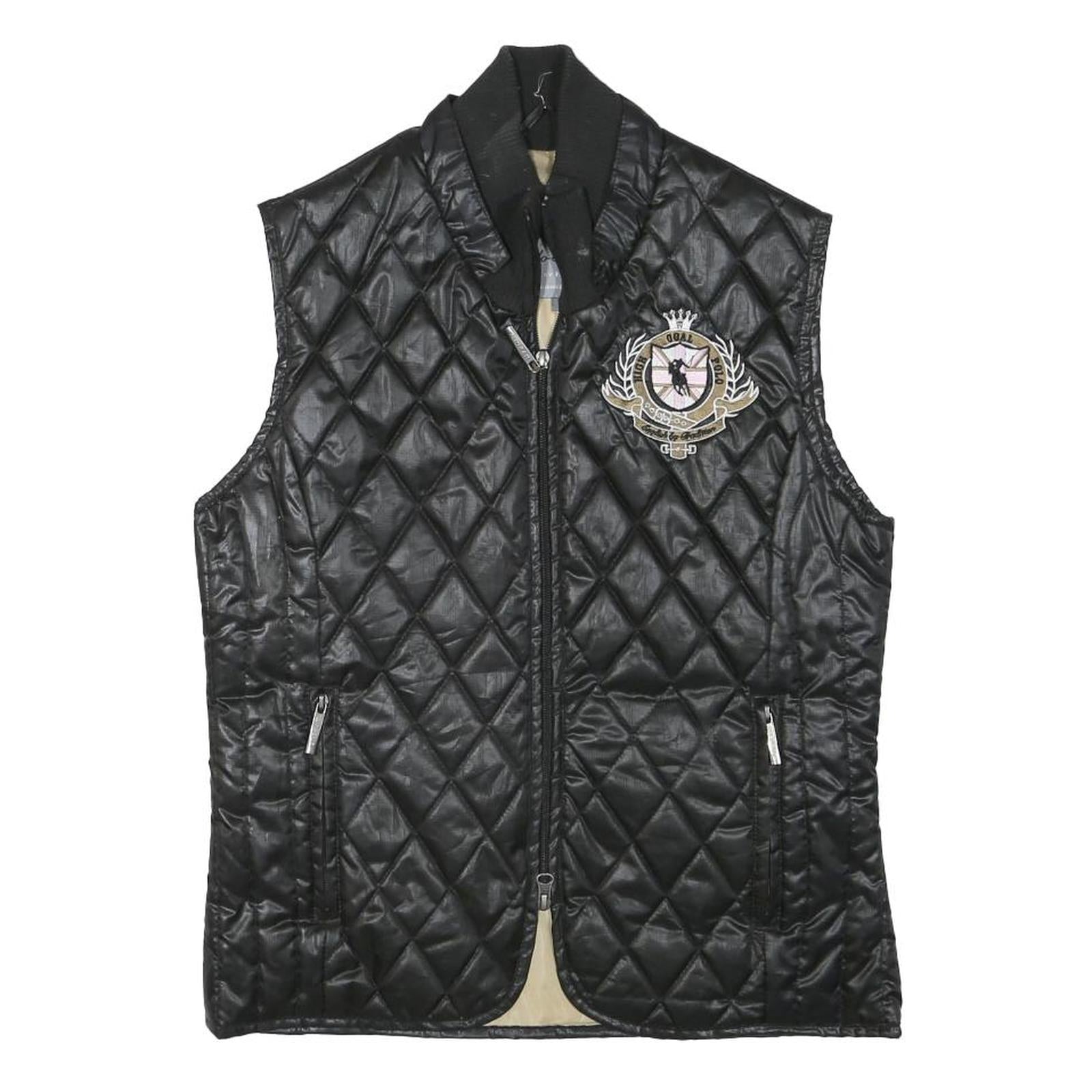 POLO SOCIETY Womens Black Quilted Vest M Polyester Blend Zip Diamond Pattern Refurbished - N/A refurbished available on Cerqular
