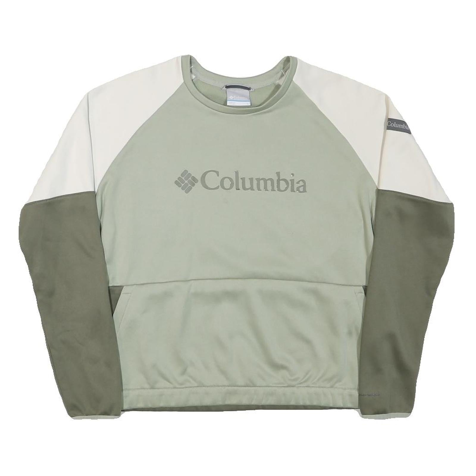 COLUMBIA Womens Green & Cream Sweatshirt Crew Neck L Polyester Blend Refurbished - N/A refurbished available on Cerqular