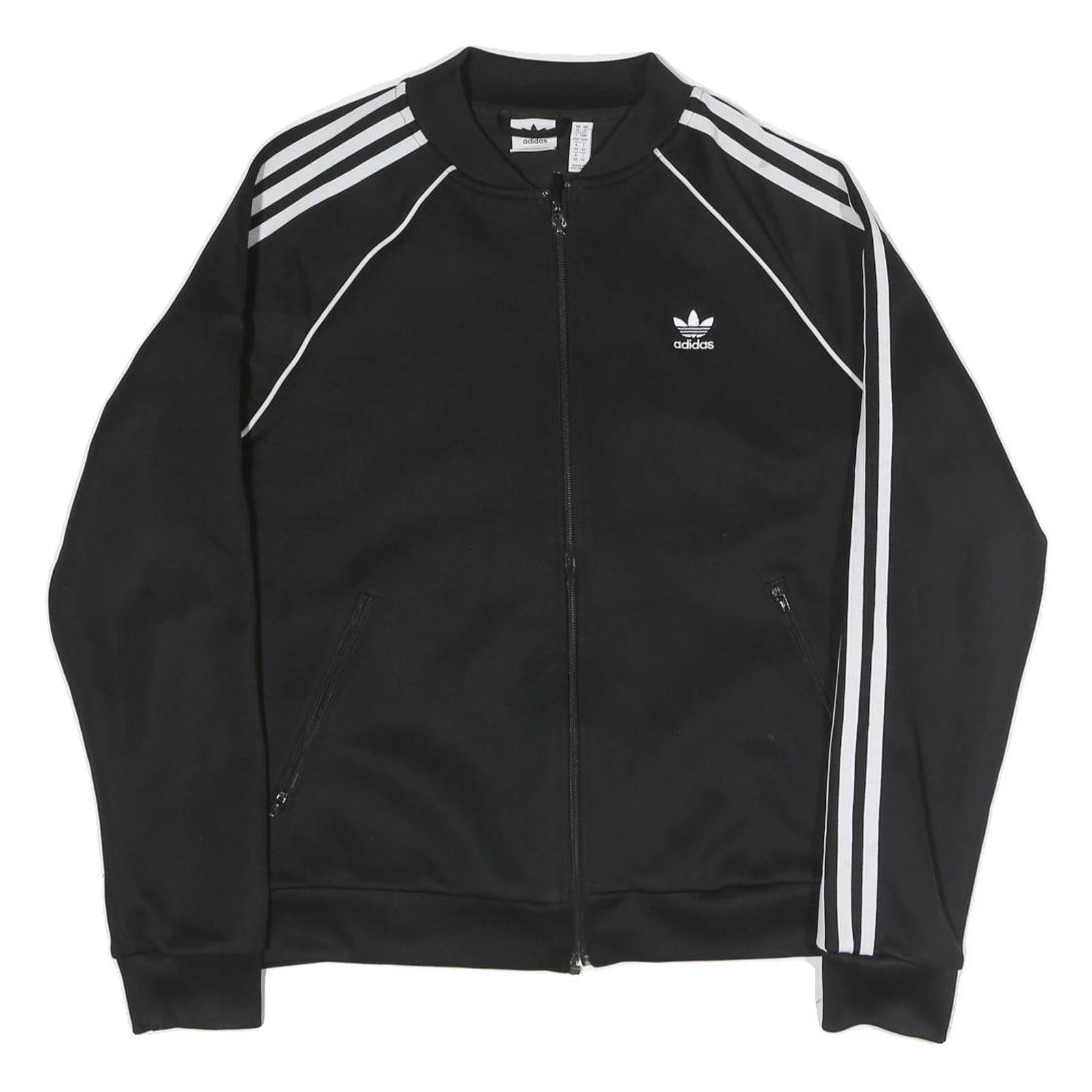ADIDAS ORIGINALS Womens Black & White Sports Track Jacket UK 14 Polyester Blend Refurbished - N/A refurbished available on Cerqular