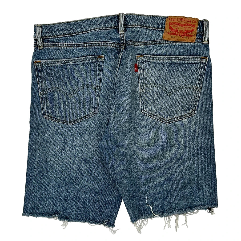 505 Levis Denim Shorts - 33W 10L Blue Cotton Refurbished - Thrifted (note: this is a term often used to describe second- refurbished available on Cerqular