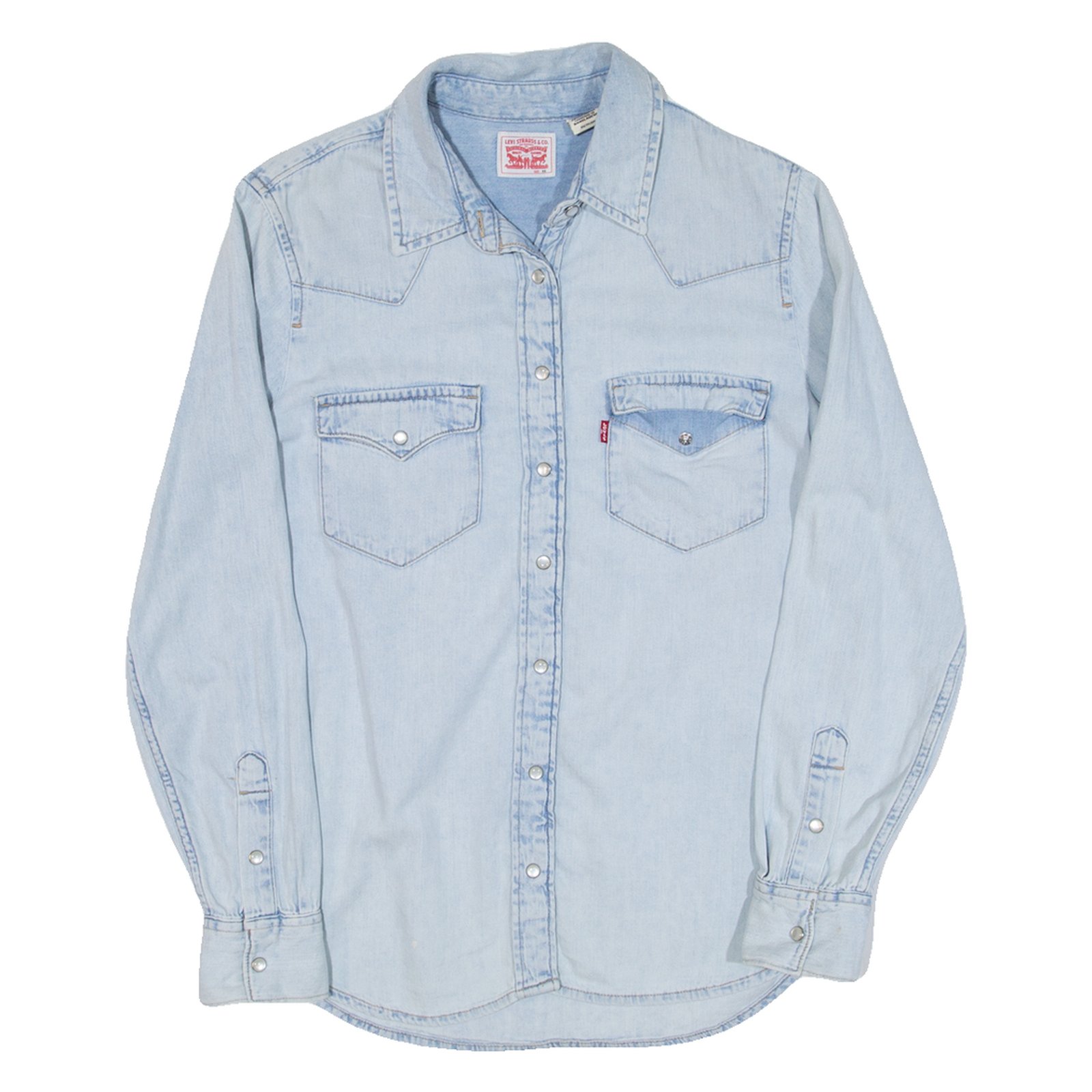 LEVI'S Womens Denim Shirt Blue Long Sleeve XS Refurbished - N/A refurbished available on Cerqular