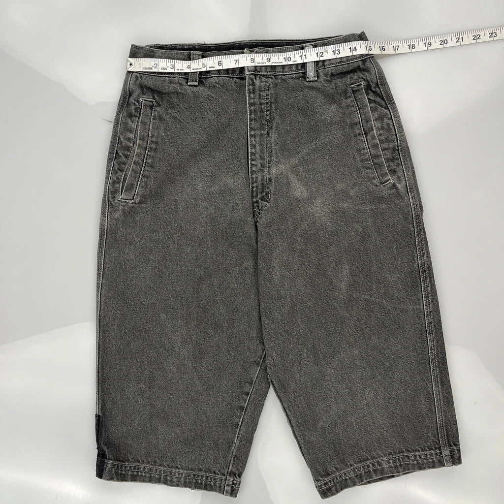Jordan Denim Shorts - 30W 16L Grey Denim Refurbished - Thrifted (note: this is a term often used to describe second- refurbished available on Cerqular