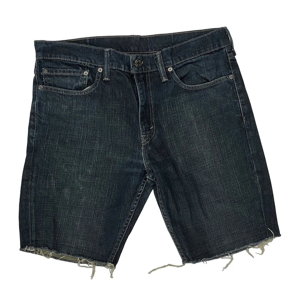 Levis Denim Shorts - 32W 11L Dark Wash Cotton Refurbished - Thrifted (note: this is a term often used to describe second- refurbished available on Cerqular