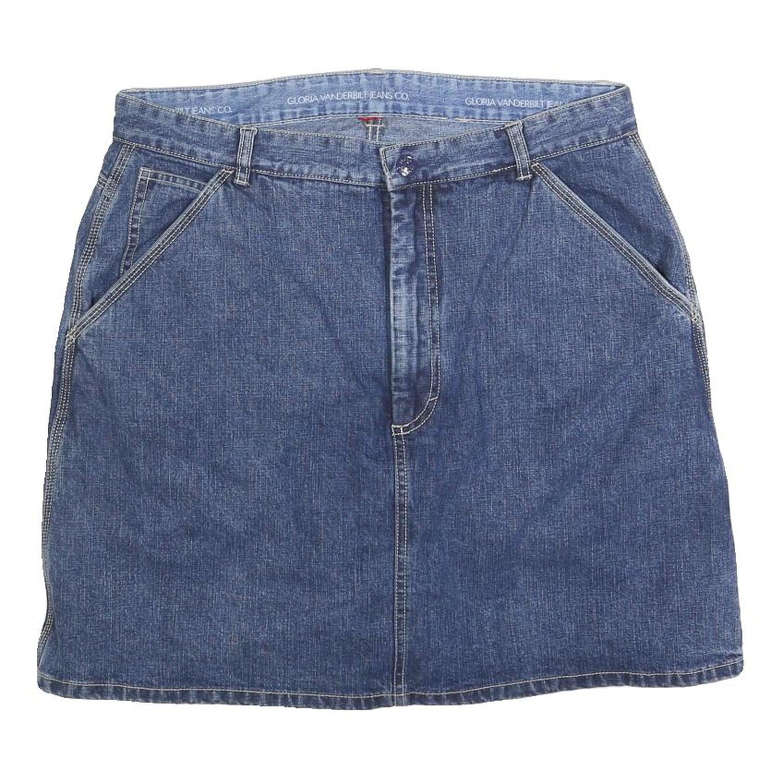 Gloria Vanderbilt Womens Blue Denim Mini Cotton Blend Skort L Pockets Zip Casual Refurbished - N/A refurbished available on Cerqular