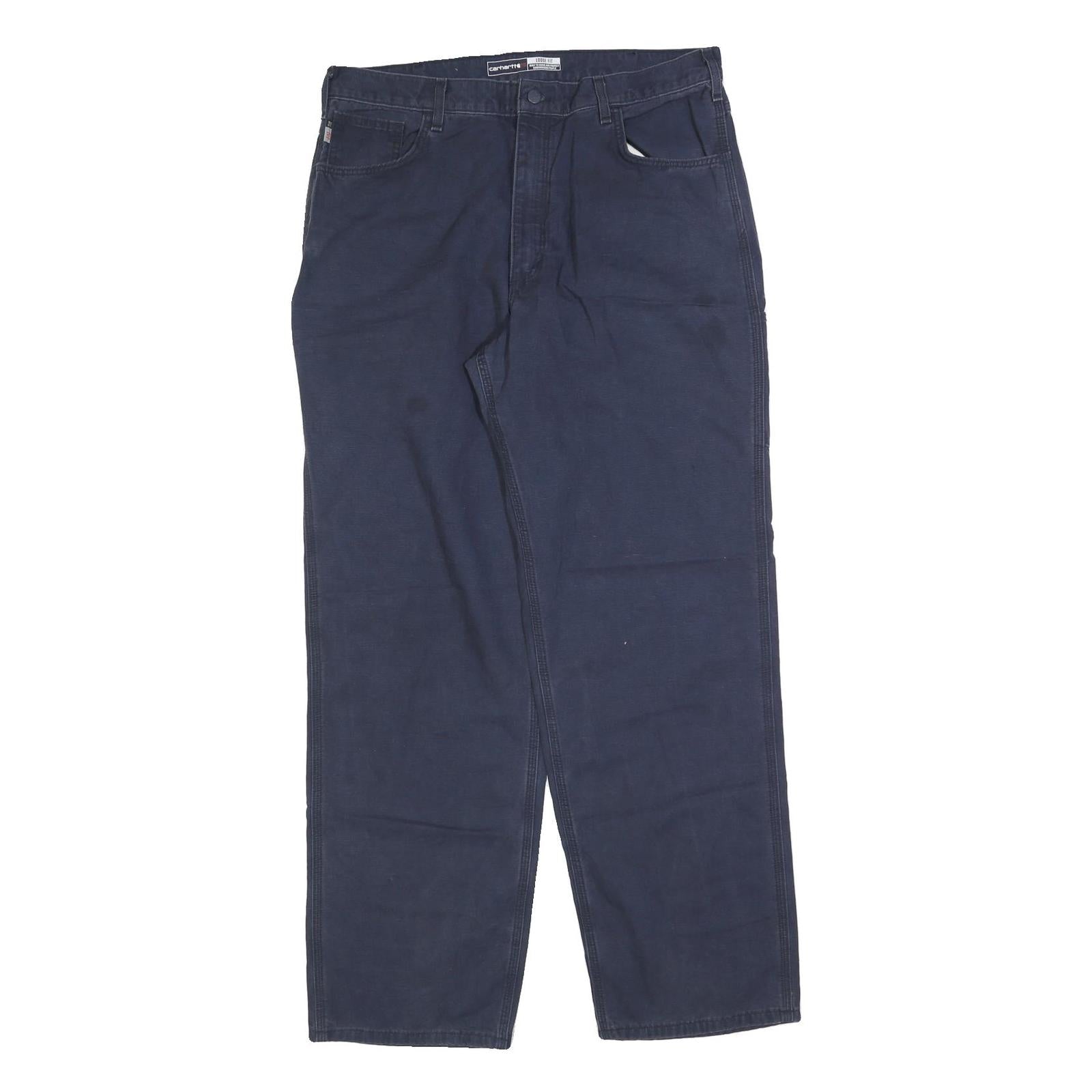 CARHARTT Mens Cotton Blend Navy Loose Straight Trousers W38 L34 Workwear Refurbished - N/A refurbished available on Cerqular