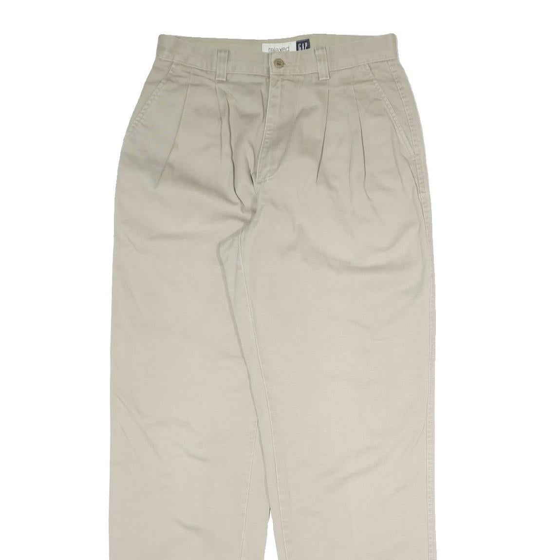 GAP Mens Relaxed Beige Cotton Blend Trousers W29 L32 Casual Zip Closure Refurbished - N/A refurbished available on Cerqular