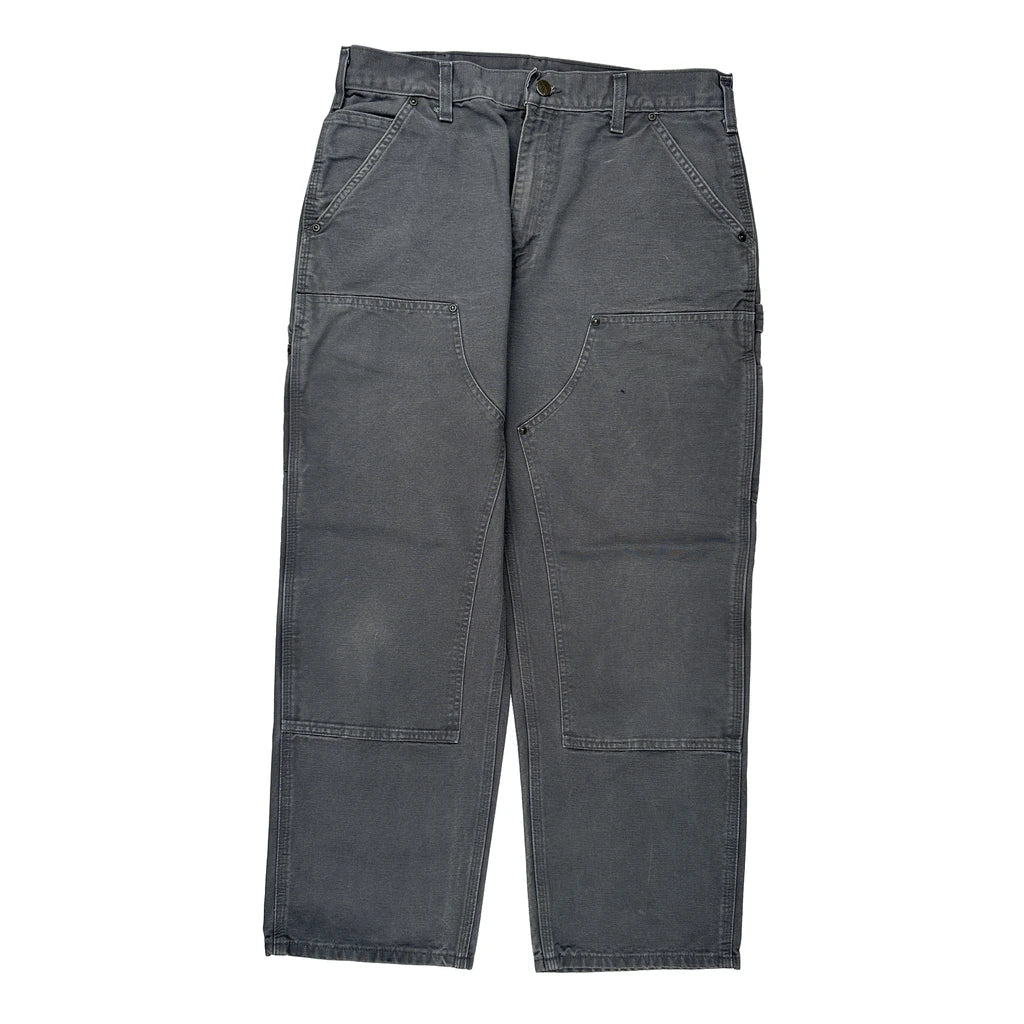 Carhartt Double Knee Carpenter Trousers - 34W 30L Grey Cotton Refurbished - Thrifted (note: this is a term often used to describe second- refurbished available on Cerqular