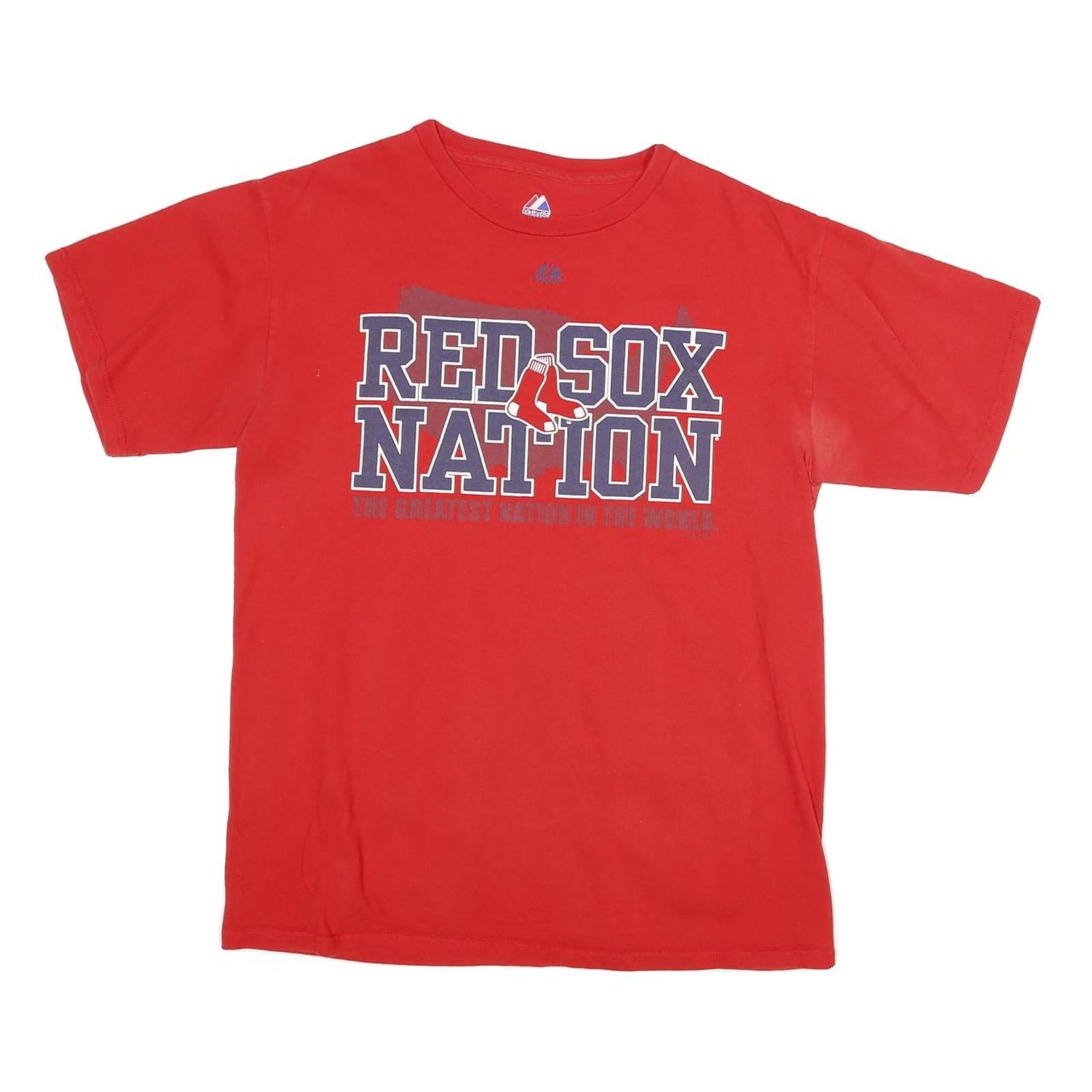 Buy MAJESTIC Mens Red Red Sox Nation Graphic T-Shirt M Short Sleeve Crew Neck Refurbished - $19.49 MAJESTIC Mens Red Red Sox Nation Graphic T-Shirt M Short Sleeve Crew Neck Refurbished - N/A refurbished available on Cerqular