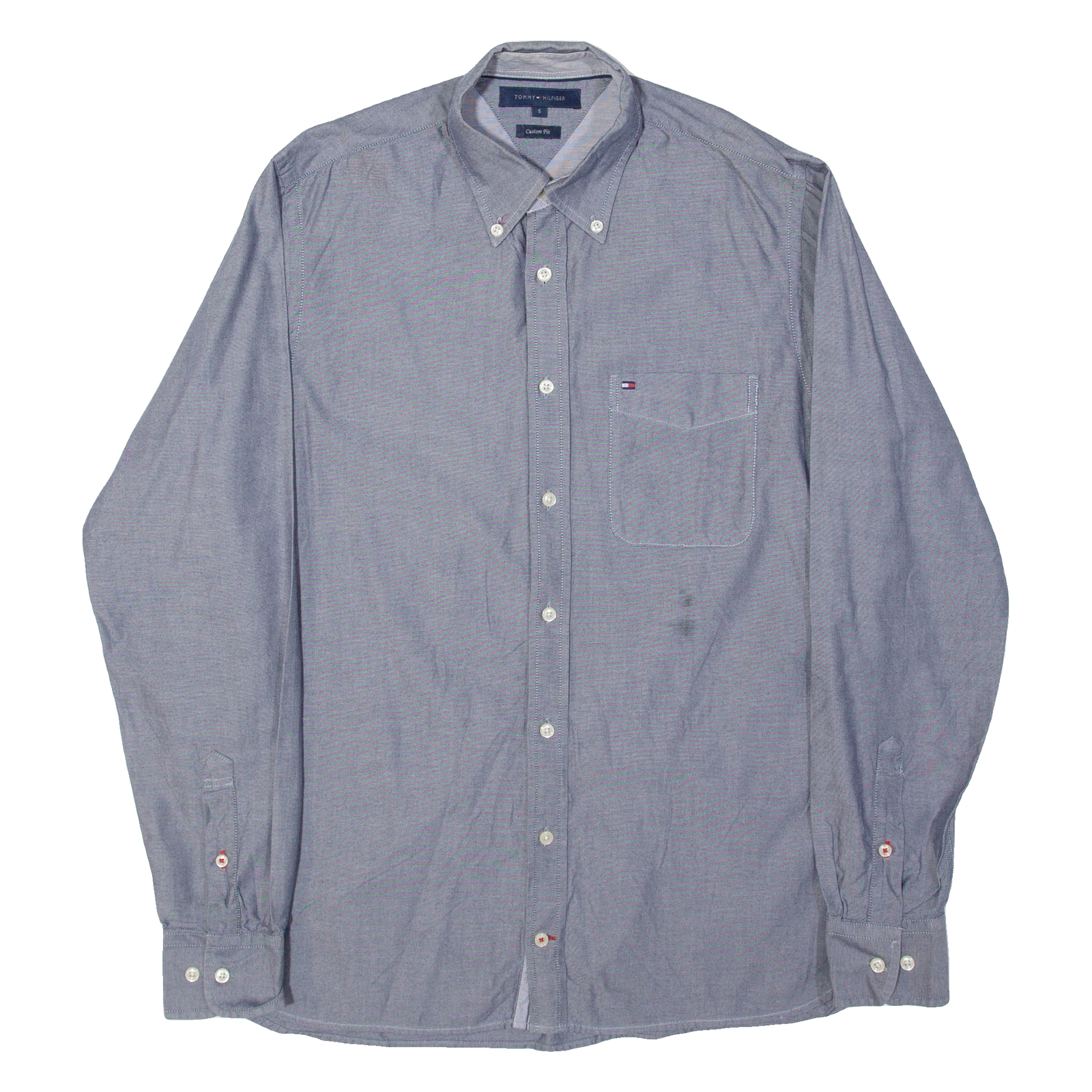 TOMMY HILFIGER Custom Fit Mens Plain Shirt Blue Long Sleeve S Refurbished - N/A refurbished available on Cerqular