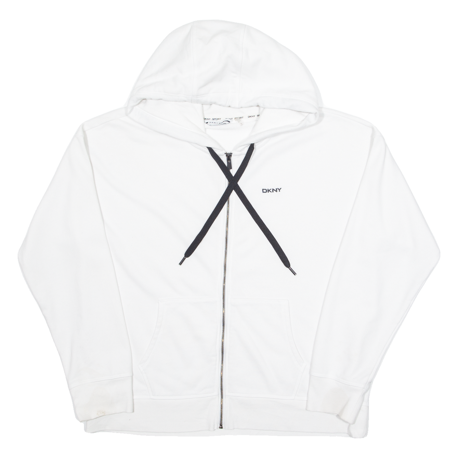 DKNY Womens White Hoodie Full Zip L Refurbished - N/A refurbished available on Cerqular