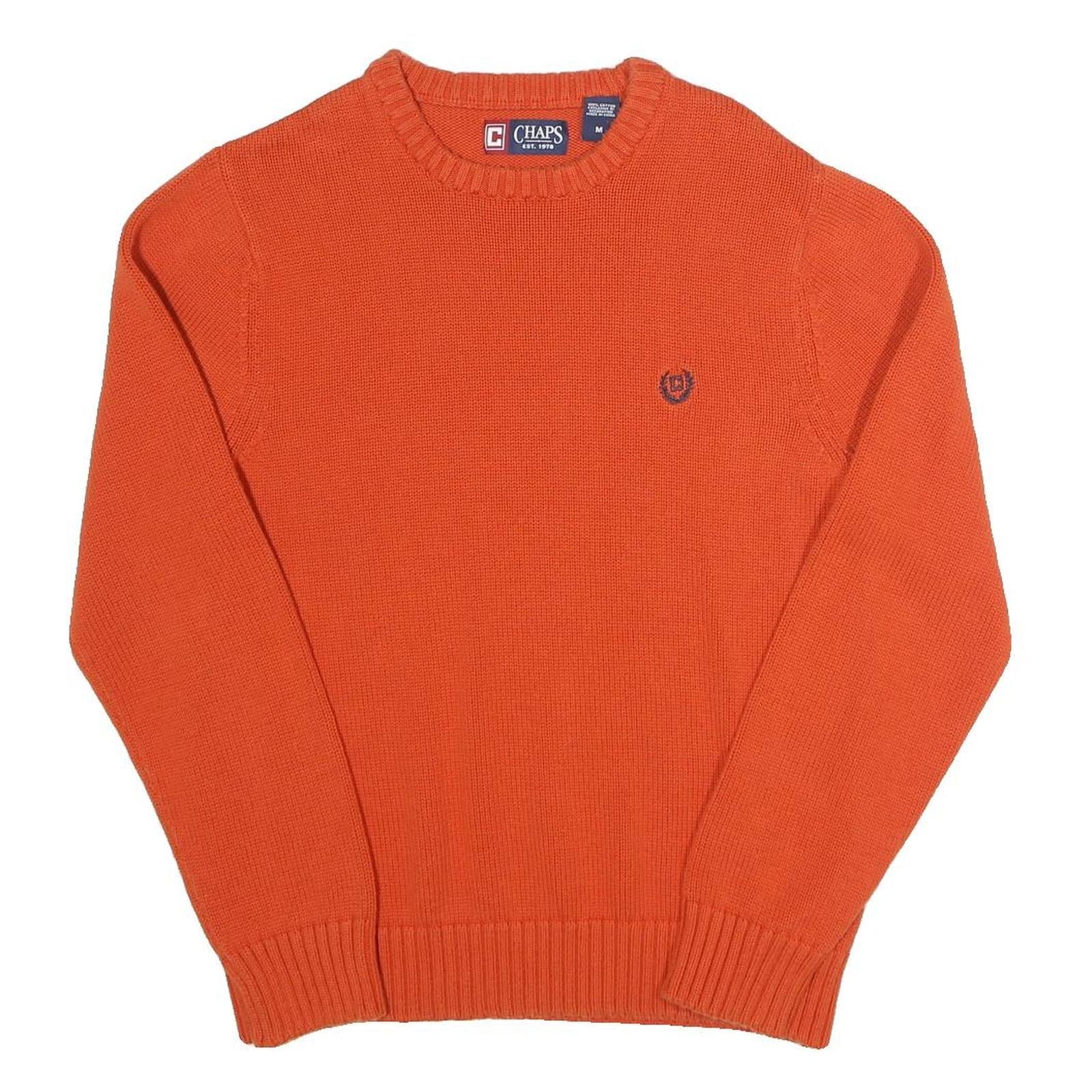 CHAPS Mens Orange Plain Cotton Jumper Crew Neck Regular Fit M Casual Knitwear Refurbished - N/A refurbished available on Cerqular