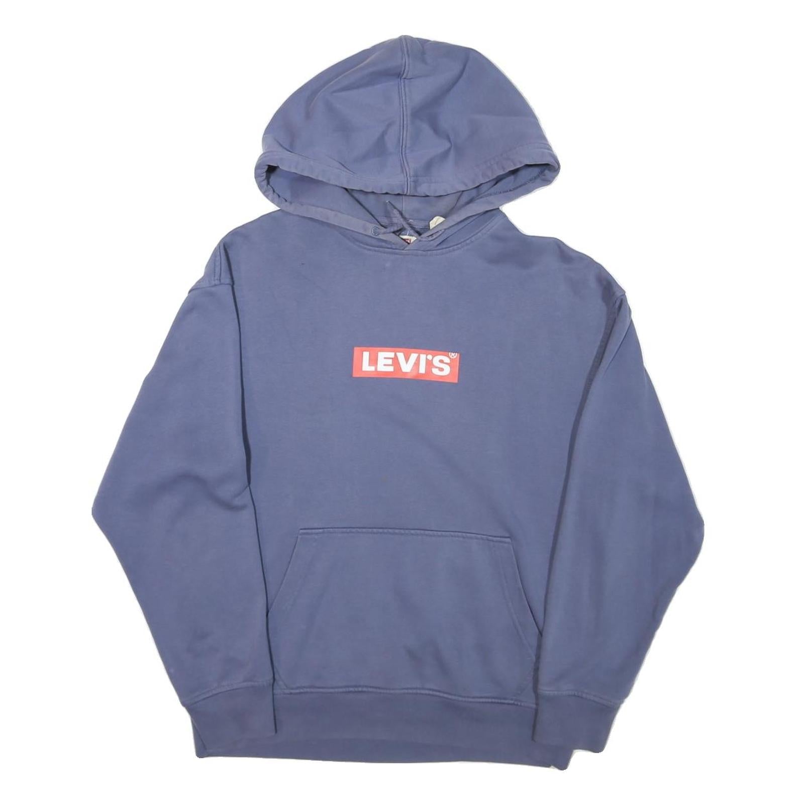 LEVI'S Mens Blue Hoodie S Cotton Blend Pullover Sweatshirt Classic Logo Refurbished - N/A refurbished available on Cerqular