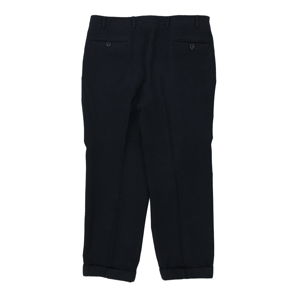 Canali Trousers - 35W 27L Navy Virgin Wool Refurbished - Thrifted (note: this is a term often used to describe second- refurbished available on Cerqular