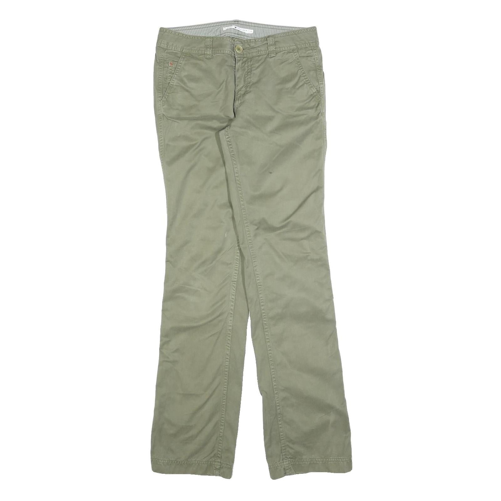TOMMY HILFIGER Womens Cotton Blend Green Regular Straight Trousers W28 L33 Refurbished - N/A refurbished available on Cerqular