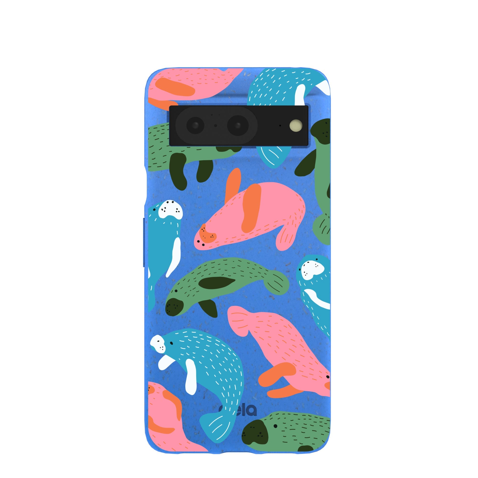 Electric Blue Sea Cows Google Pixel 8 Case Refurbished - Pela Case refurbished available on Cerqular