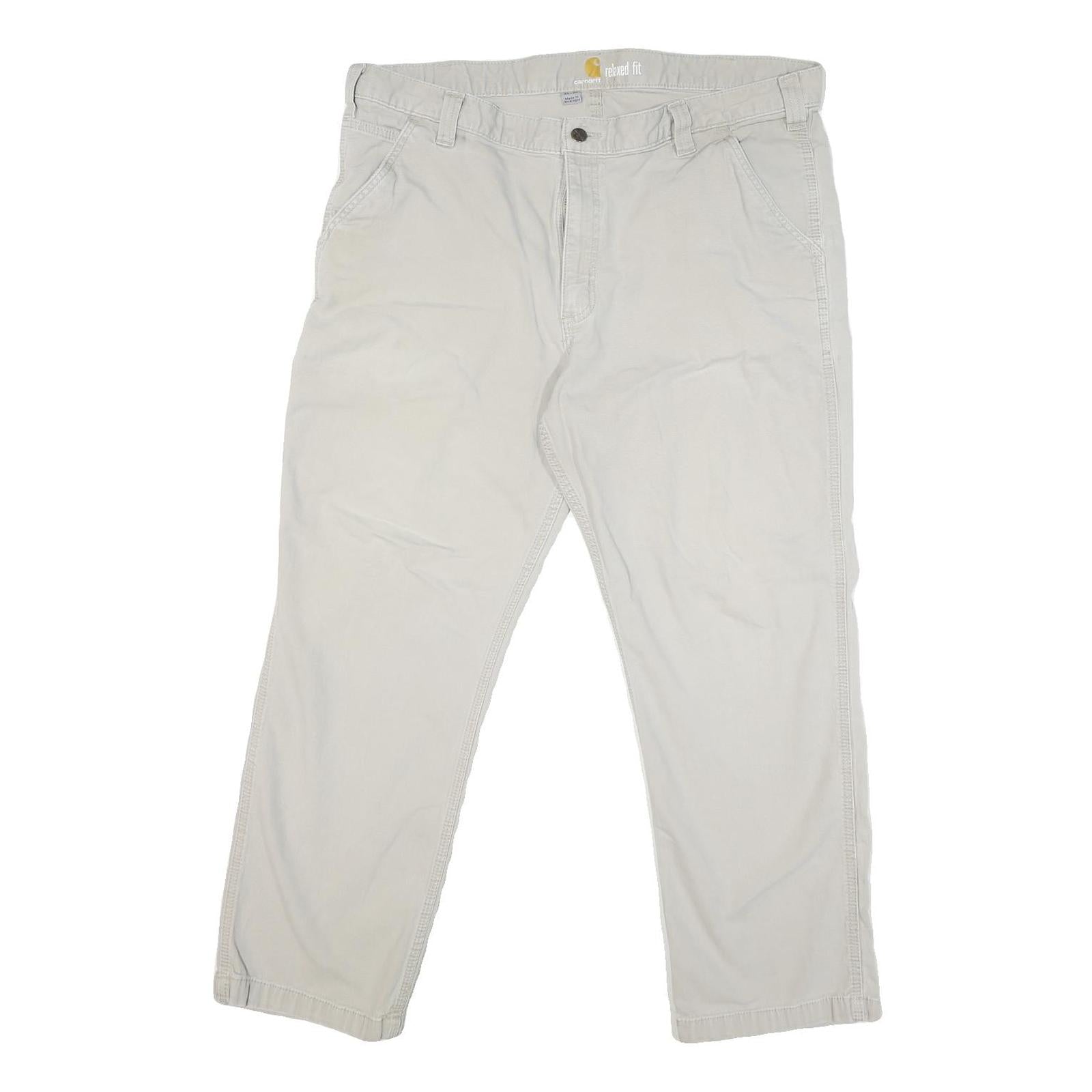CARHARTT Mens Cotton Blend Cream Regular Fit Straight Leg Trousers W40 L27 Refurbished - N/A refurbished available on Cerqular