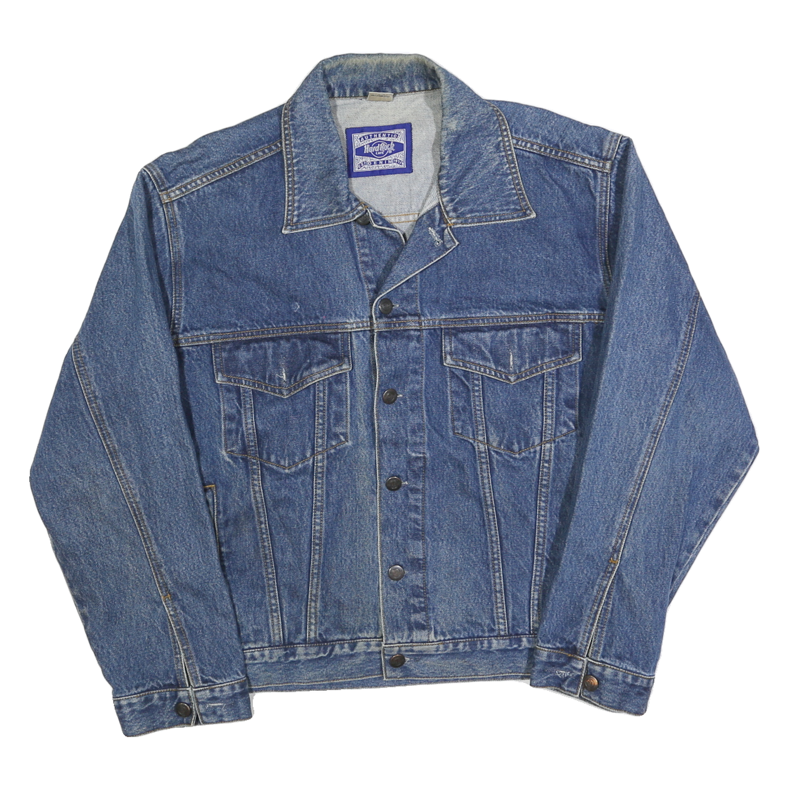 HARD ROCK CAFE Mens Blue Denim Jacket S Cotton Button Front Classic Style Refurbished - N/A refurbished available on Cerqular