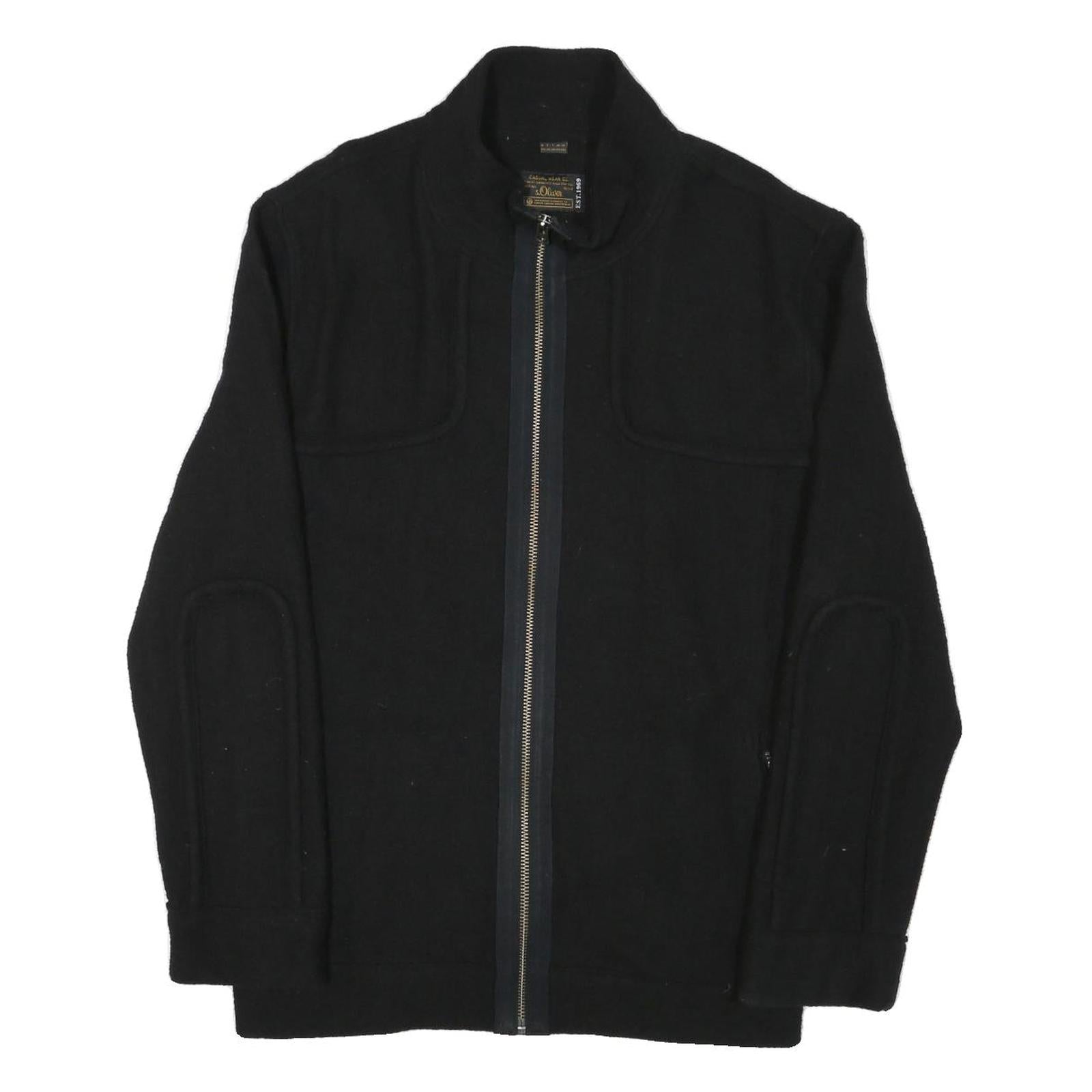 S. OLIVER Mens Black Wool Blend Jacket 2XL Zip Classic Plain Warm Stylish Refurbished - N/A refurbished available on Cerqular