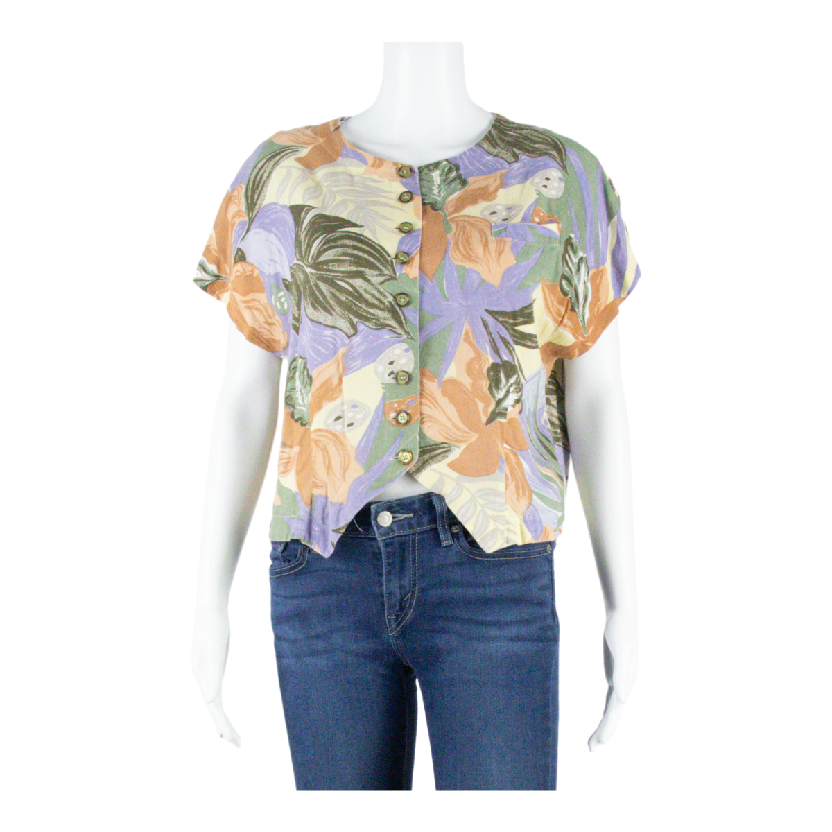 Buy Womens Cropped Blouse Green Sleeveless Viscose Floral S Refurbished - $16.89 Womens Cropped Blouse Green Sleeveless Viscose Floral S Refurbished - N/A refurbished available on Cerqular