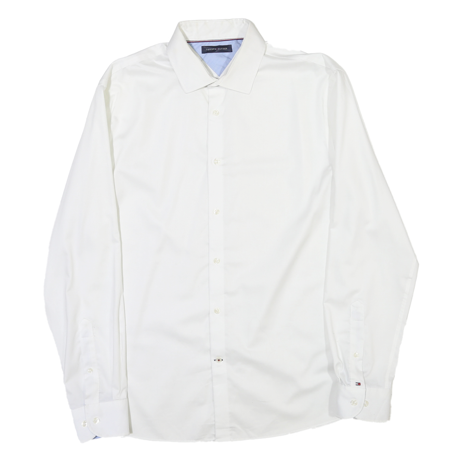 TOMMY HILFIGER Mens White Plain Shirt L Classic Formal Button Down Collar Refurbished - N/A refurbished available on Cerqular