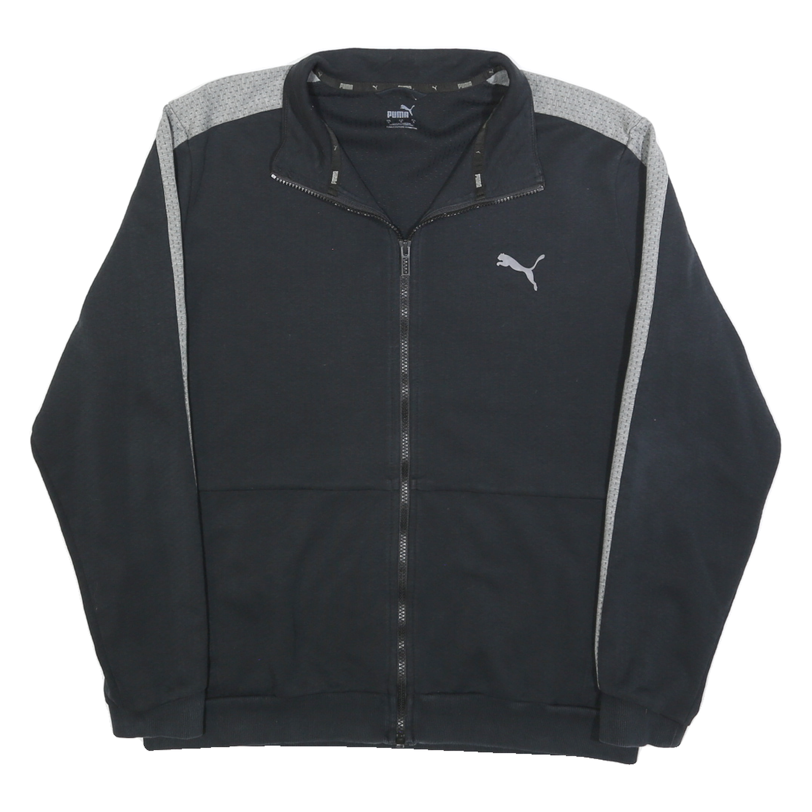 PUMA Mens Black & Grey Zip Jacket L Cotton Blend Sportswear Casual Track Top Refurbished - N/A refurbished available on Cerqular