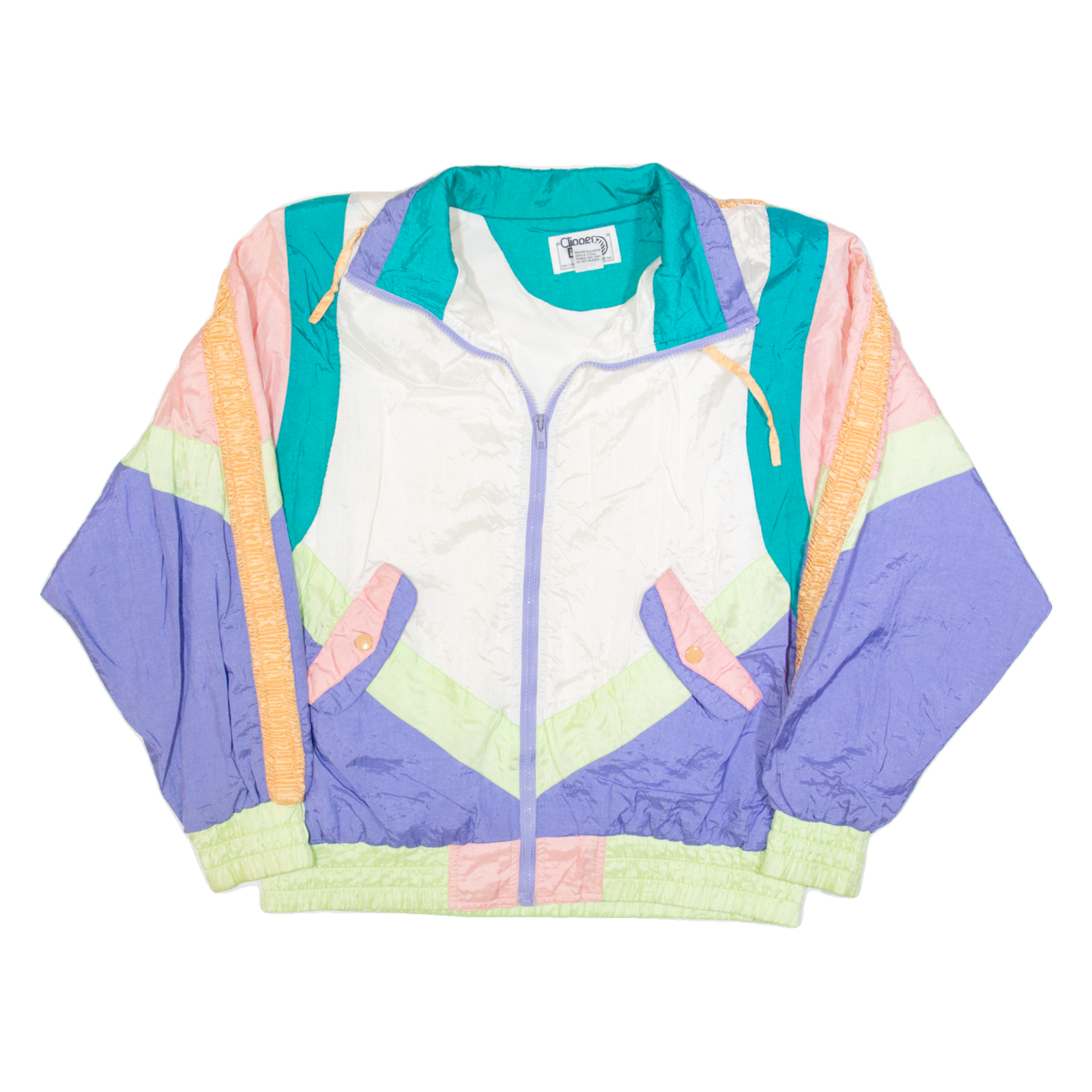 CLIPPER BAY Womens Shell Jacket Cream 90s Colourblock M Refurbished - N/A refurbished available on Cerqular