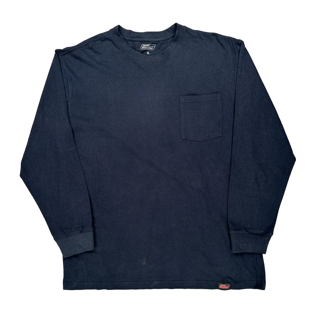 Dickies Long Sleeve T-Shirt - XL Navy Cotton Refurbished - Thrifted (note: this is a term often used to describe second- refurbished available on Cerqular