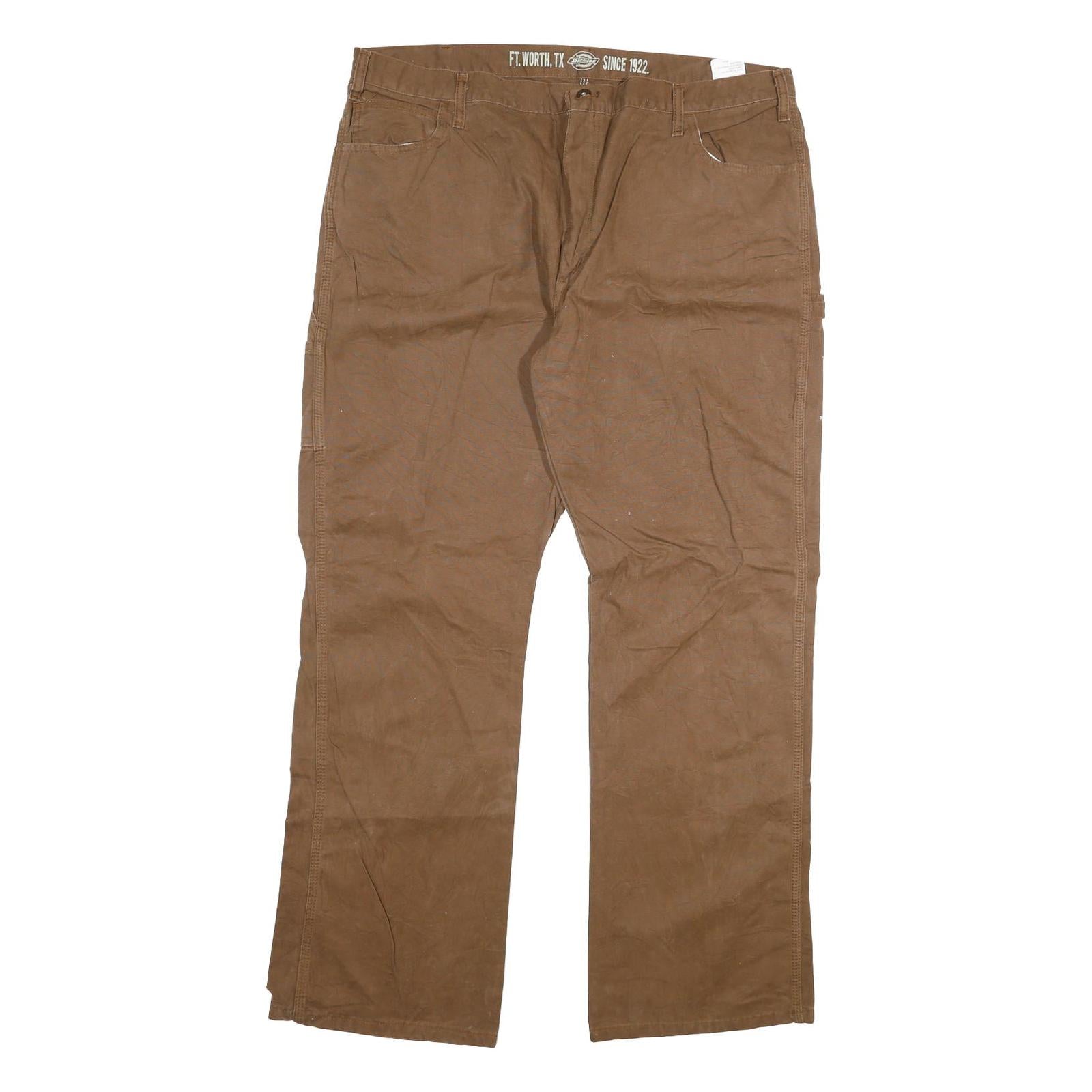 DICKIES Mens Cotton Blend Brown Regular Straight Trousers W40 L32 Workwear Refurbished - N/A refurbished available on Cerqular