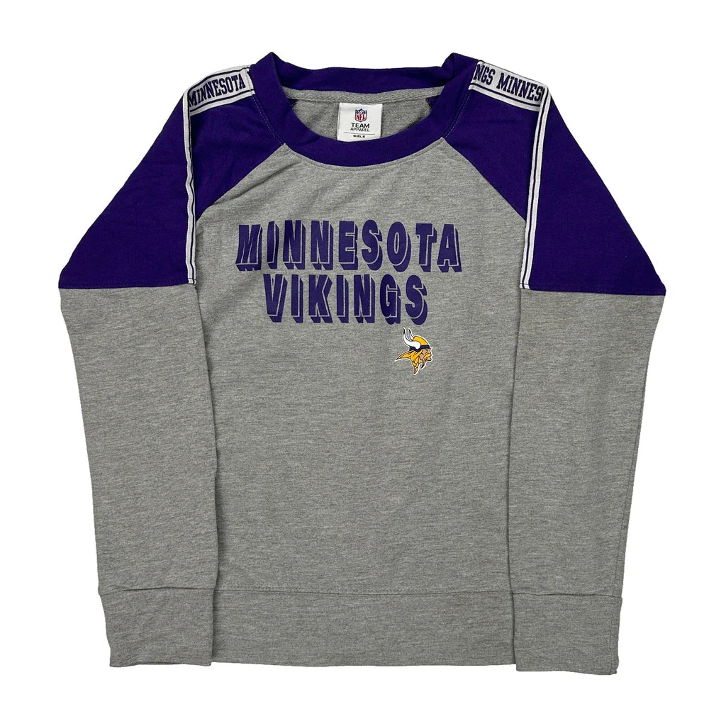 Age 12-13 Minnesota Vikings N.F.L. Team Apparel Long Sleeve T-Shirt - Large Grey Cotton Refurbished - Thrifted (note: this is a term often used to describe second- refurbished available on Cerqular