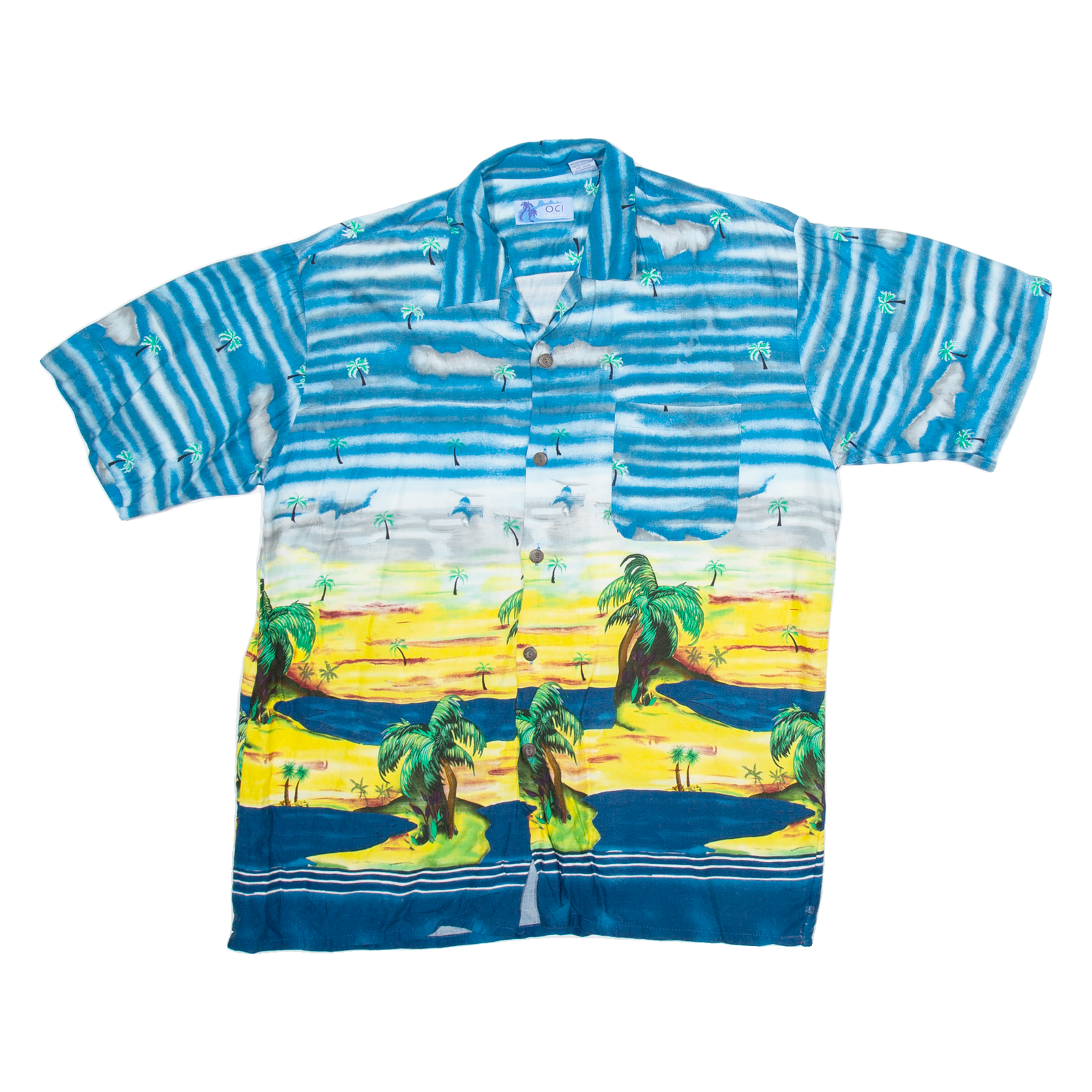 OCI TROPICAL Mens Hawaiian Shirt Blue Crazy Pattern M Refurbished - N/A refurbished available on Cerqular