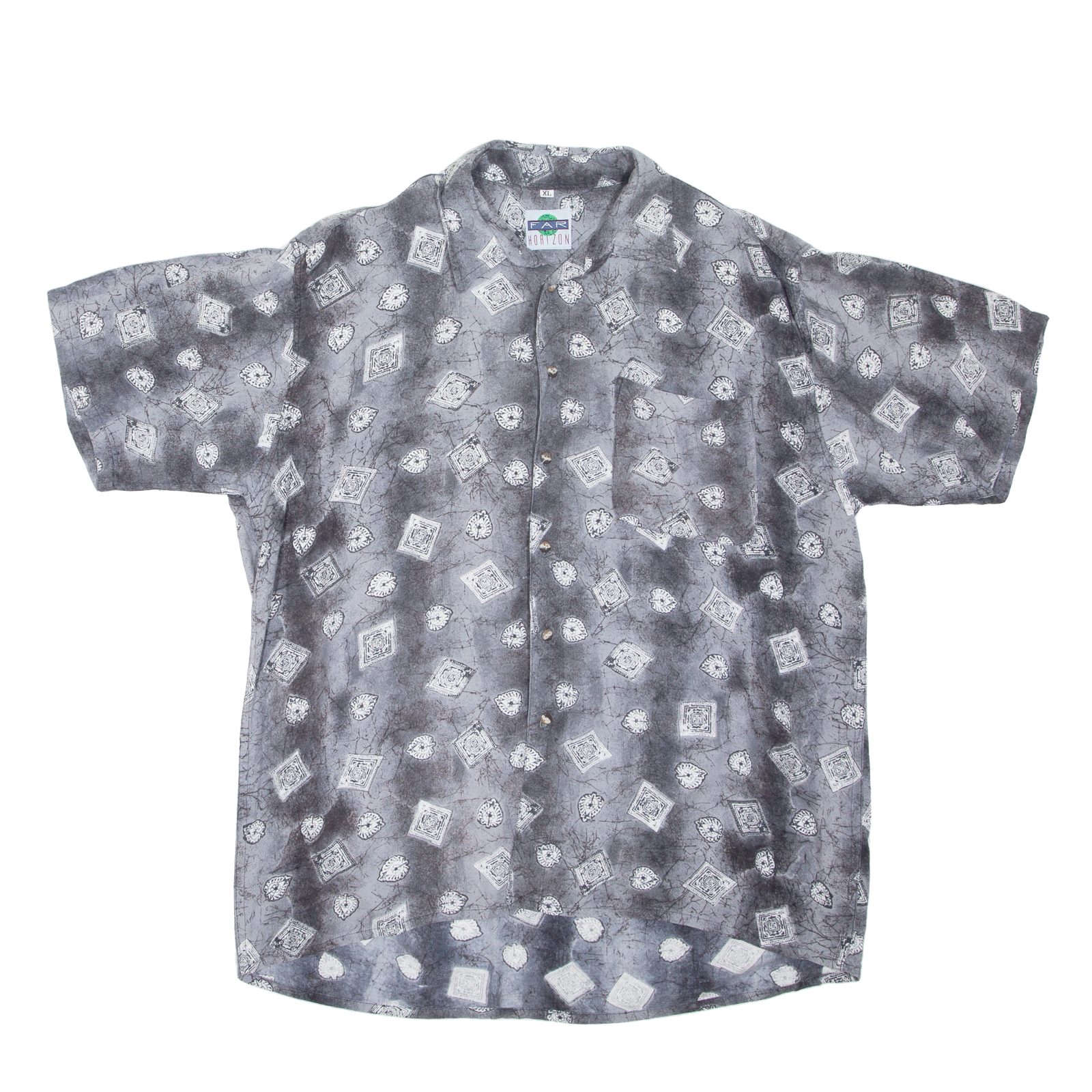 FAR HORIZON Mens Shirt Grey Viscose Crazy Pattern XL Refurbished - N/A refurbished available on Cerqular