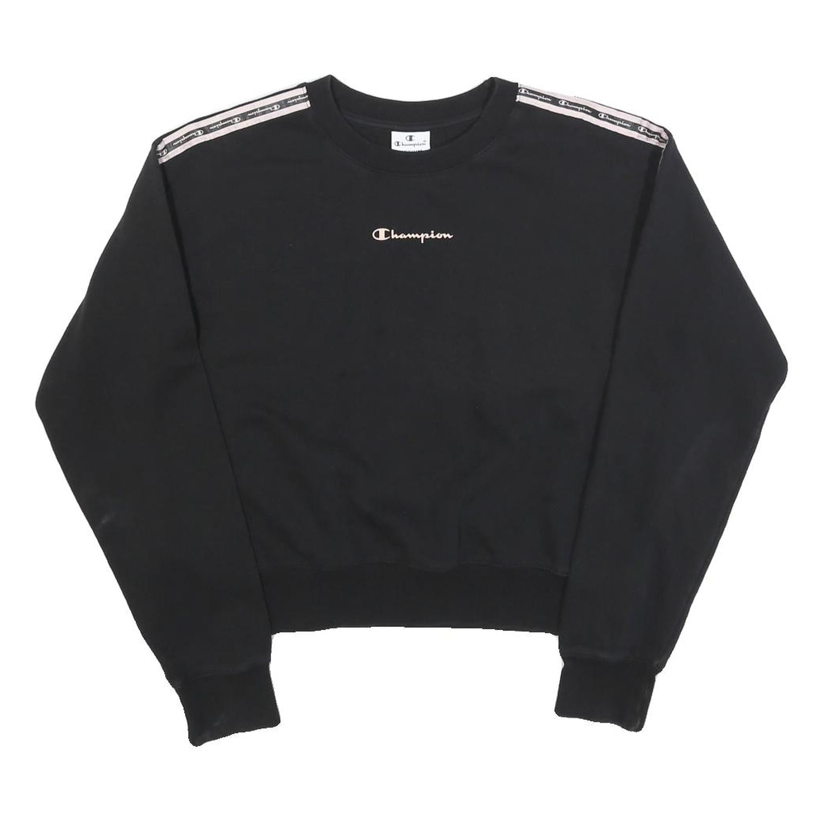 Buy CHAMPION Womens Black Crop Crew Neck Sweatshirt M Cotton Blend Logo Tape Refurbished - $33.79 CHAMPION Womens Black Crop Crew Neck Sweatshirt M Cotton Blend Logo Tape Refurbished - N/A refurbished available on Cerqular