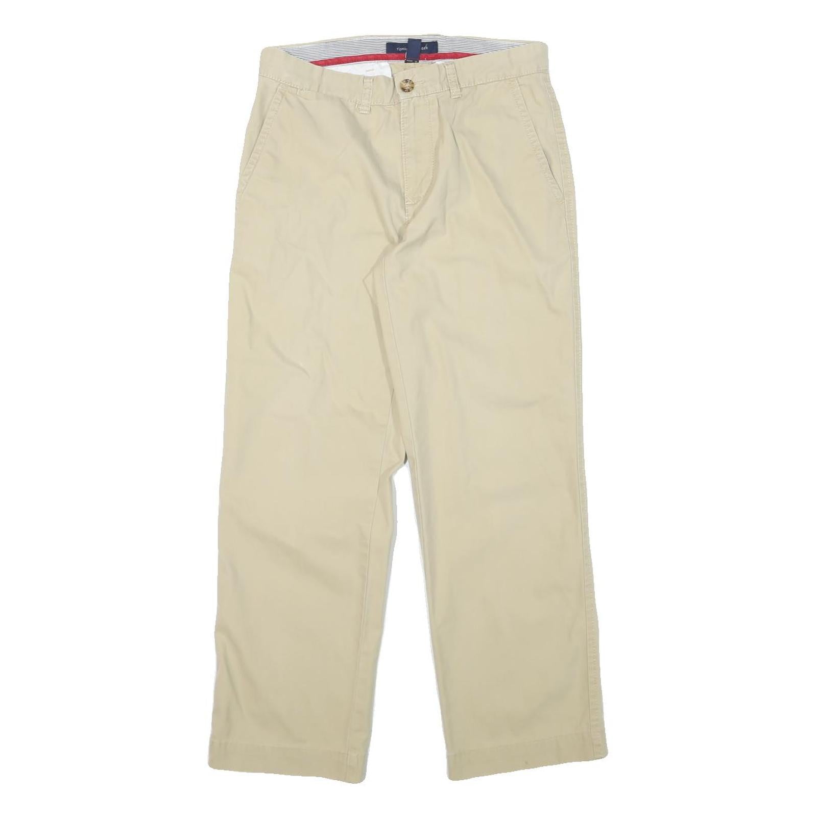 TOMMY HILFIGER Mens Cotton Blend Beige Regular Fit Straight Leg Trousers W30 L27 Refurbished - N/A refurbished available on Cerqular