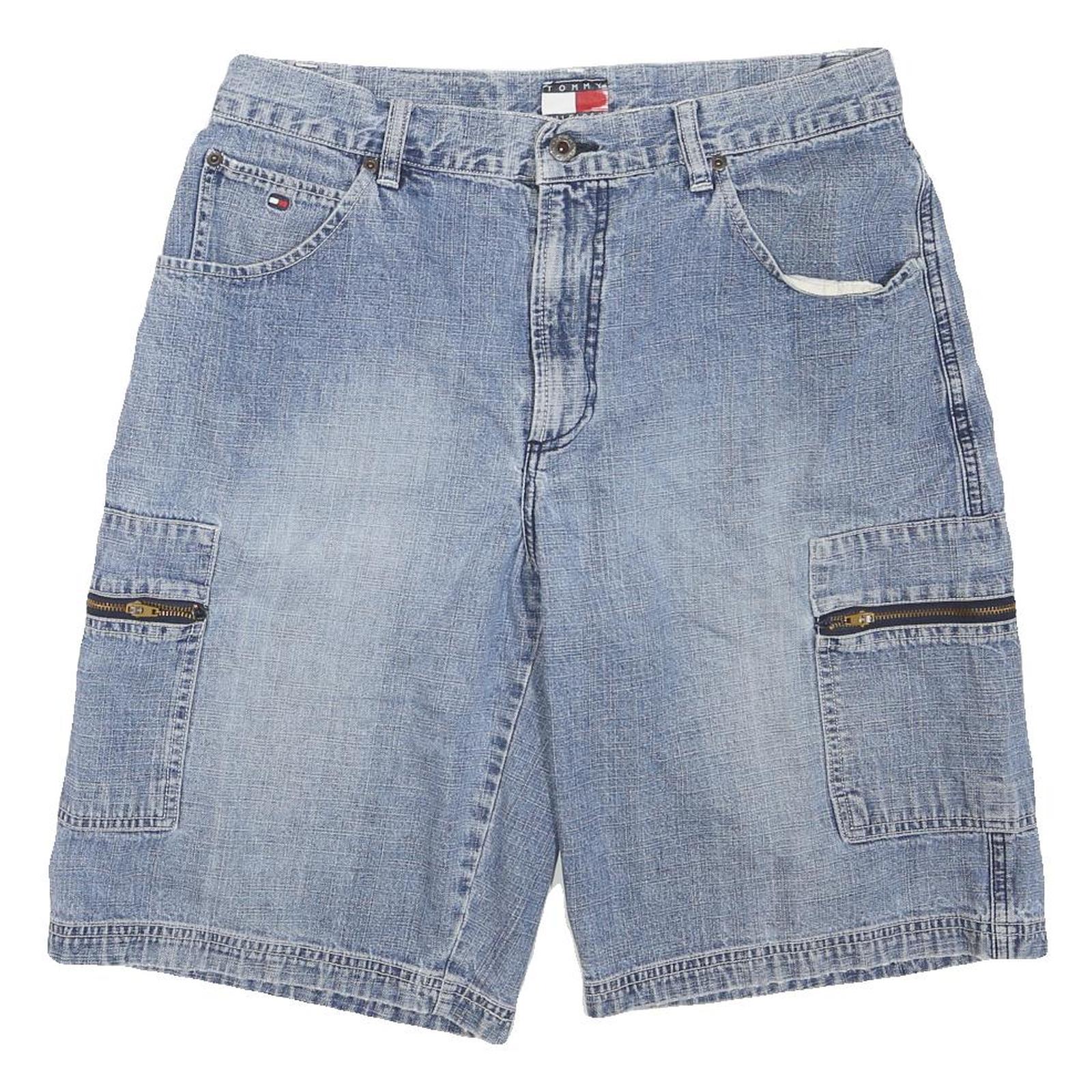 TOMMY HILFIGER Mens Denim Blue Cargo Shorts M W32 Casual Cotton Blend Refurbished - N/A refurbished available on Cerqular