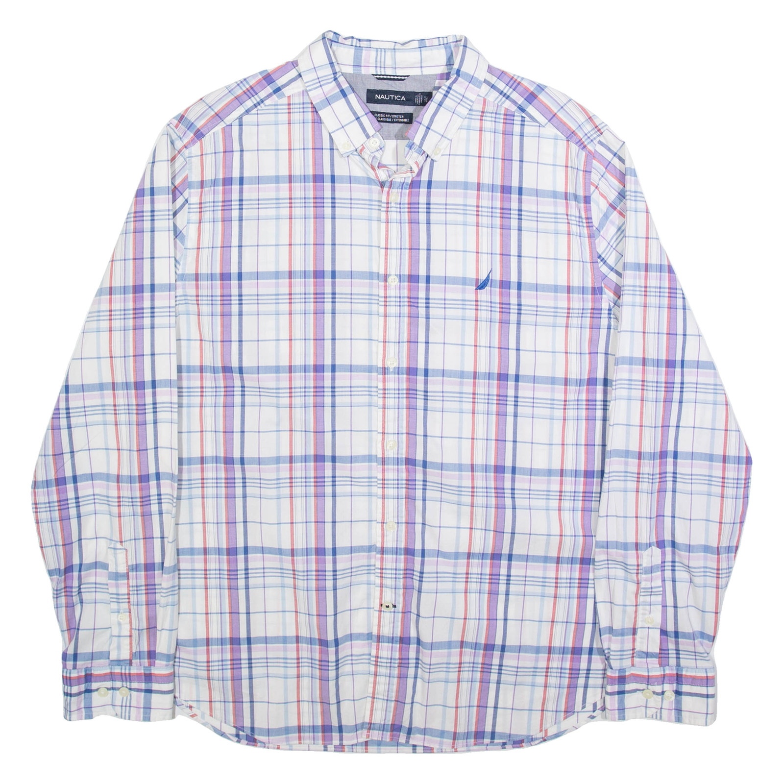 NAUTICA Mens Shirt White Check Long Sleeve XL Refurbished - N/A refurbished available on Cerqular