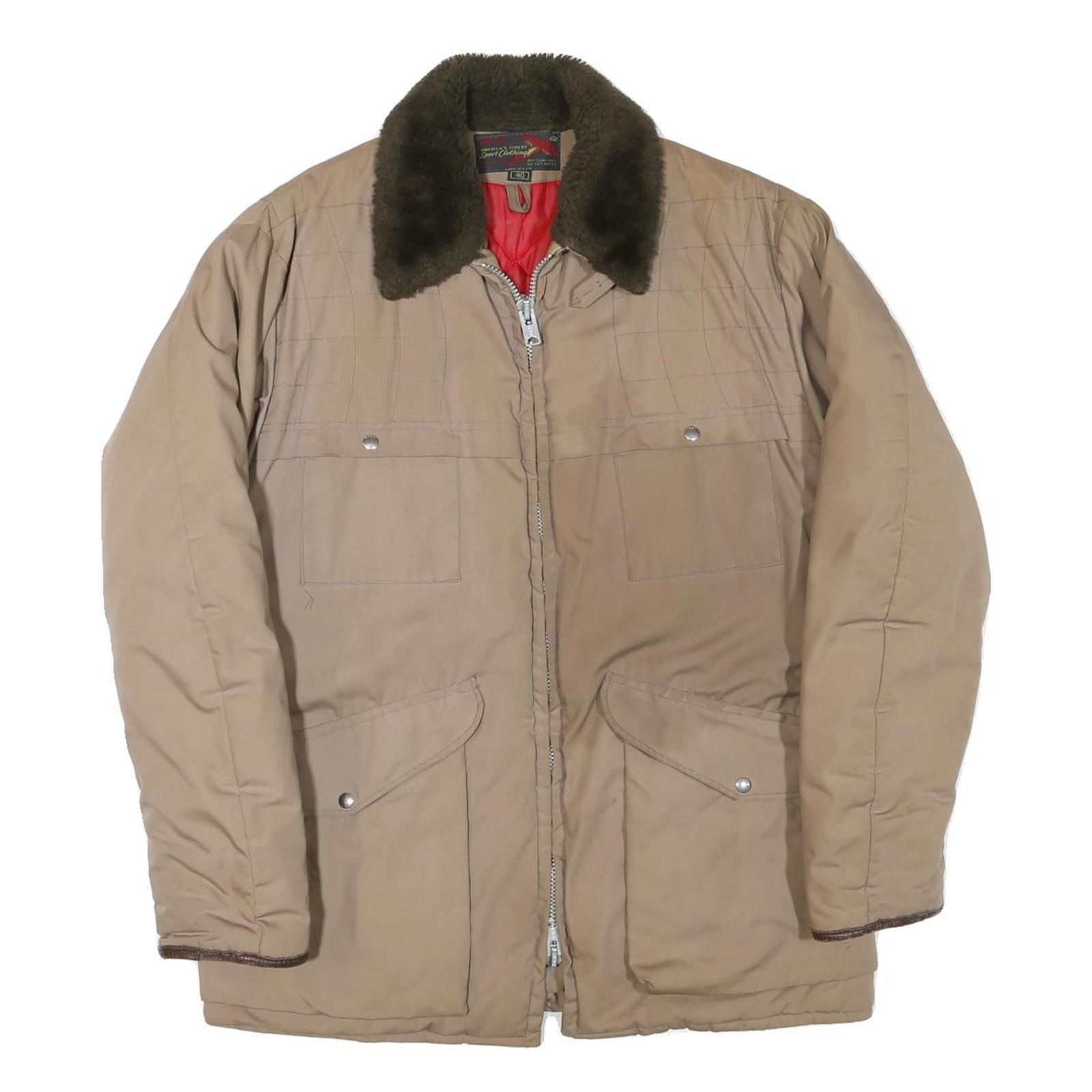 10-X Womens Beige Brown Jacket M Polyester Blend Plain Zip Warm Casual Outerwear Refurbished - N/A refurbished available on Cerqular