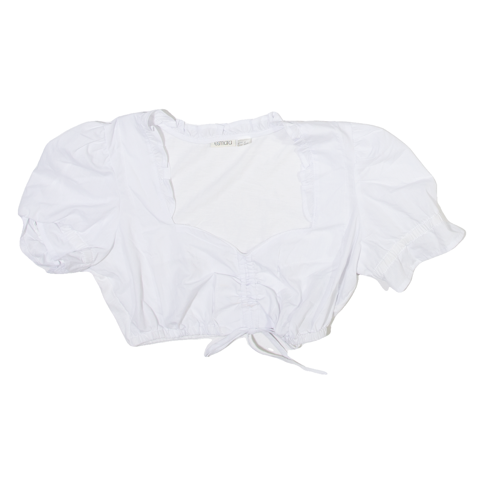 ESMARA Womens Cropped Blouse White Puff Sleeve M Refurbished - N/A refurbished available on Cerqular