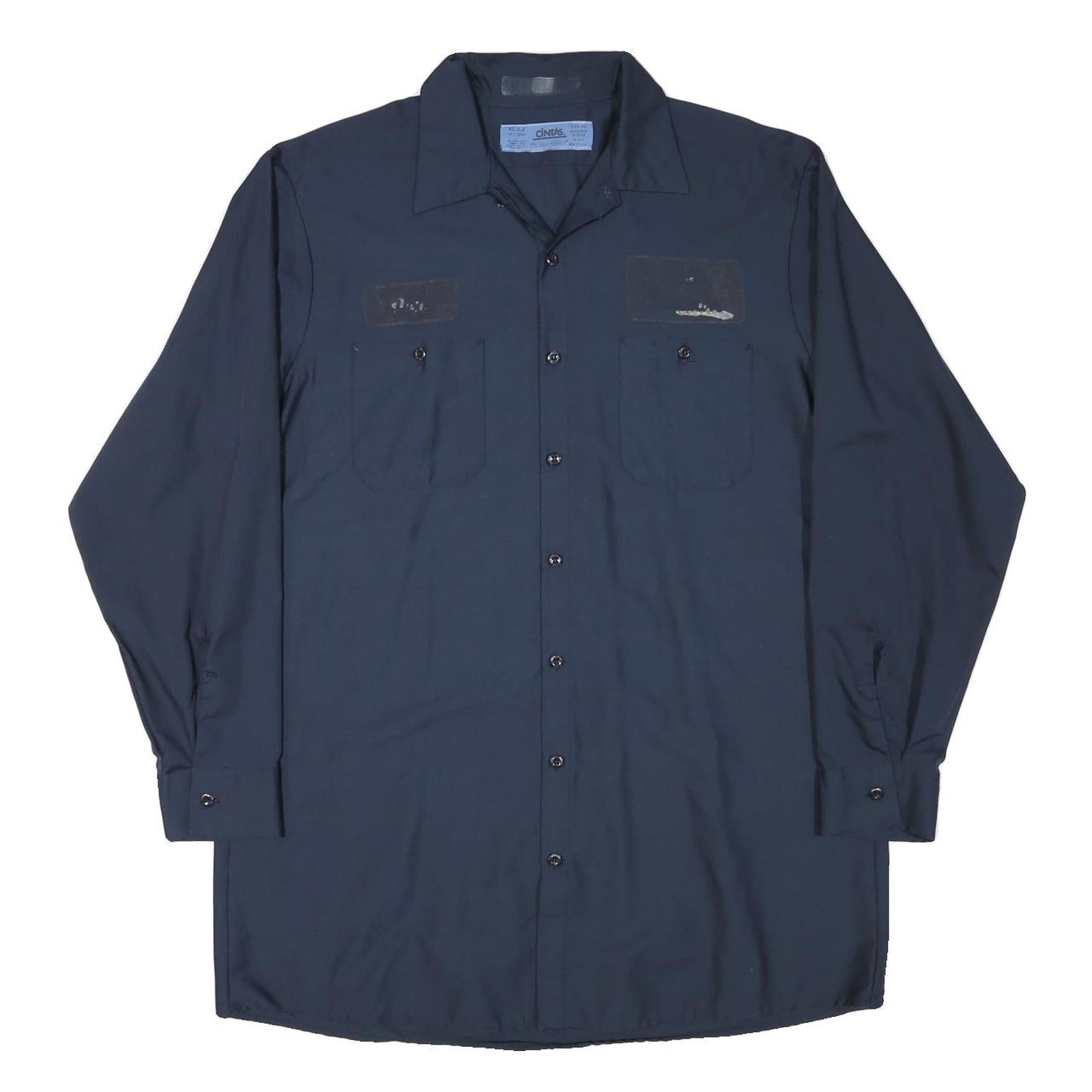 CINTAS Mens Navy Blue Work Shirt XL Long Sleeve Button Closure Cotton Blend Refurbished - N/A refurbished available on Cerqular