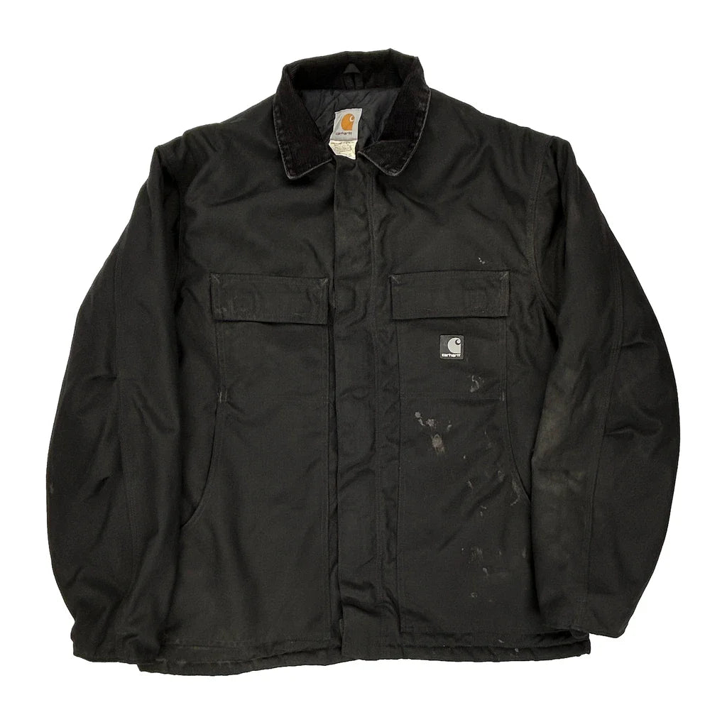 Carhartt Jacket - Large Black Nylon Refurbished - Thrifted (note: this is a term often used to describe second- refurbished available on Cerqular