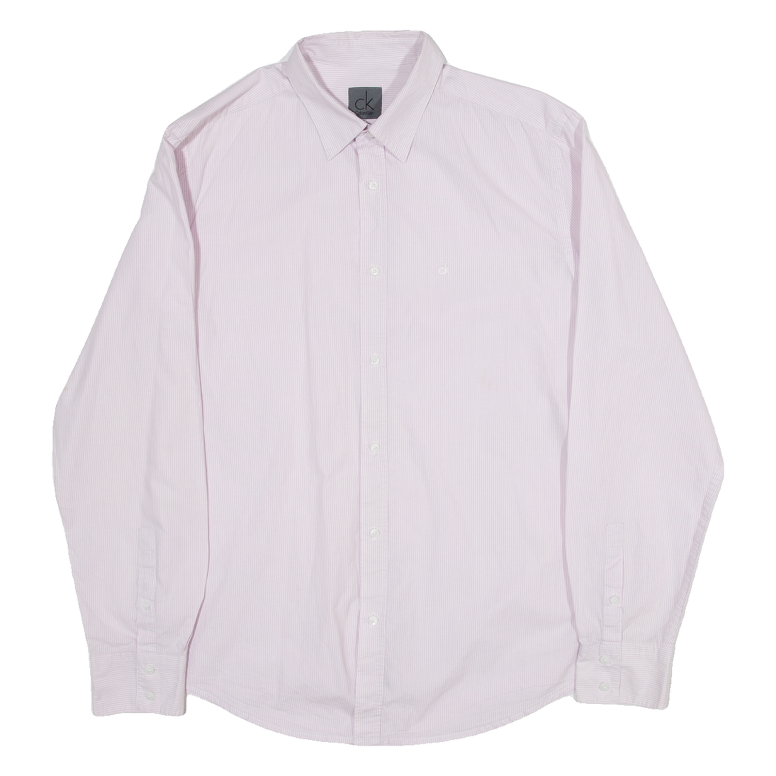 CALVIN KLEIN Slim Fit Mens Shirt Pink Striped Long Sleeve L Refurbished - N/A refurbished available on Cerqular