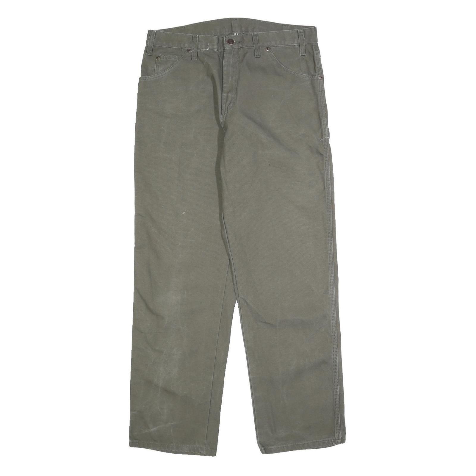CARHARTT Mens Cotton Green Regular Straight Trousers W34 L32 Workwear Zip Refurbished - N/A refurbished available on Cerqular