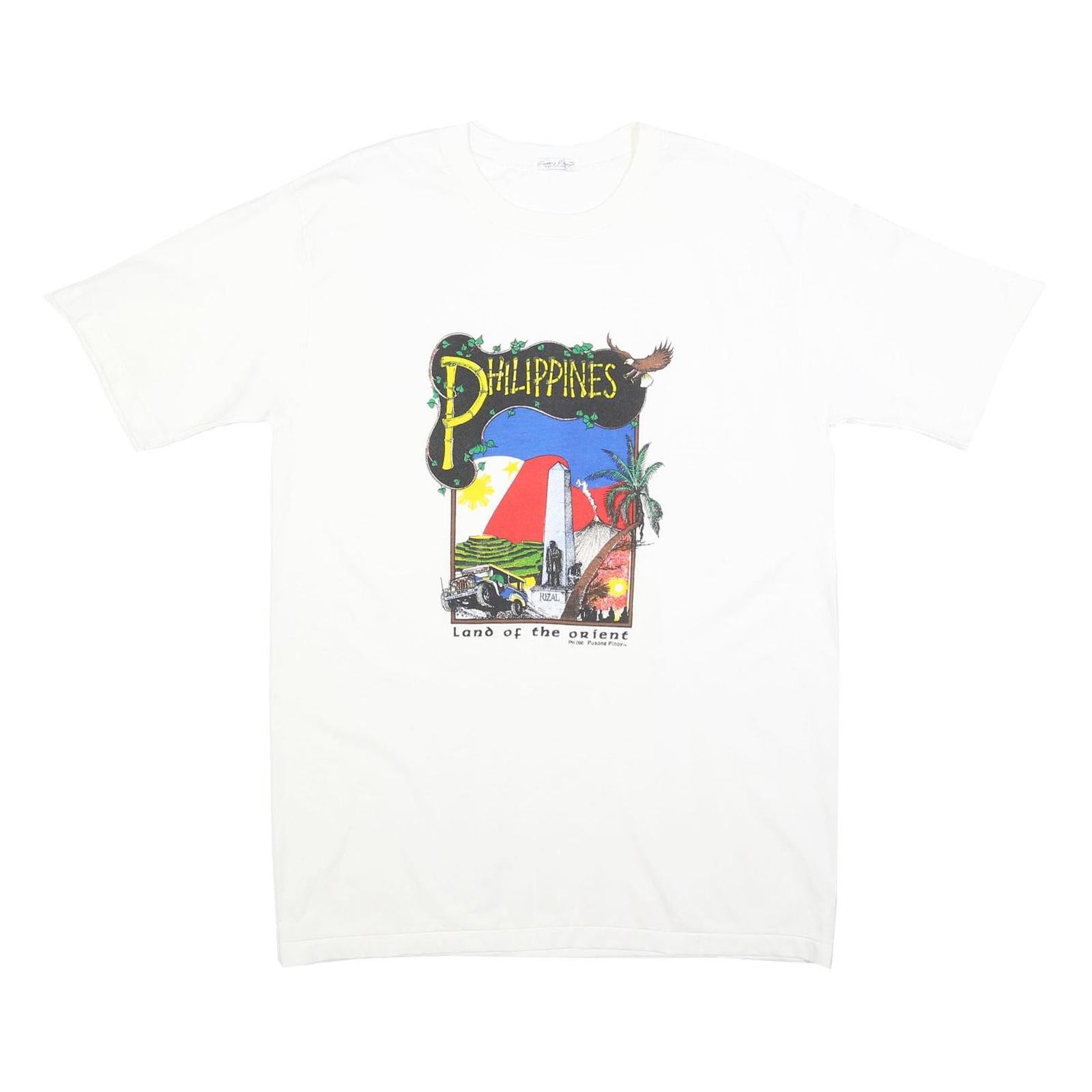PUSONG PINOY Mens White Philippines Graphic T-Shirt L Cotton Crew Neck Short Refurbished - N/A refurbished available on Cerqular
